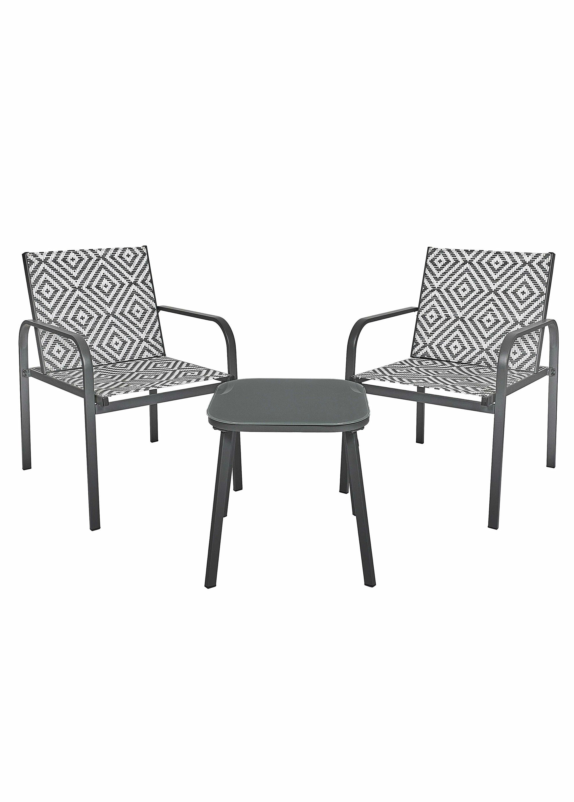 Salon de jardin tressé, 3 pièces GRIS CMP-HDO0381 FA1