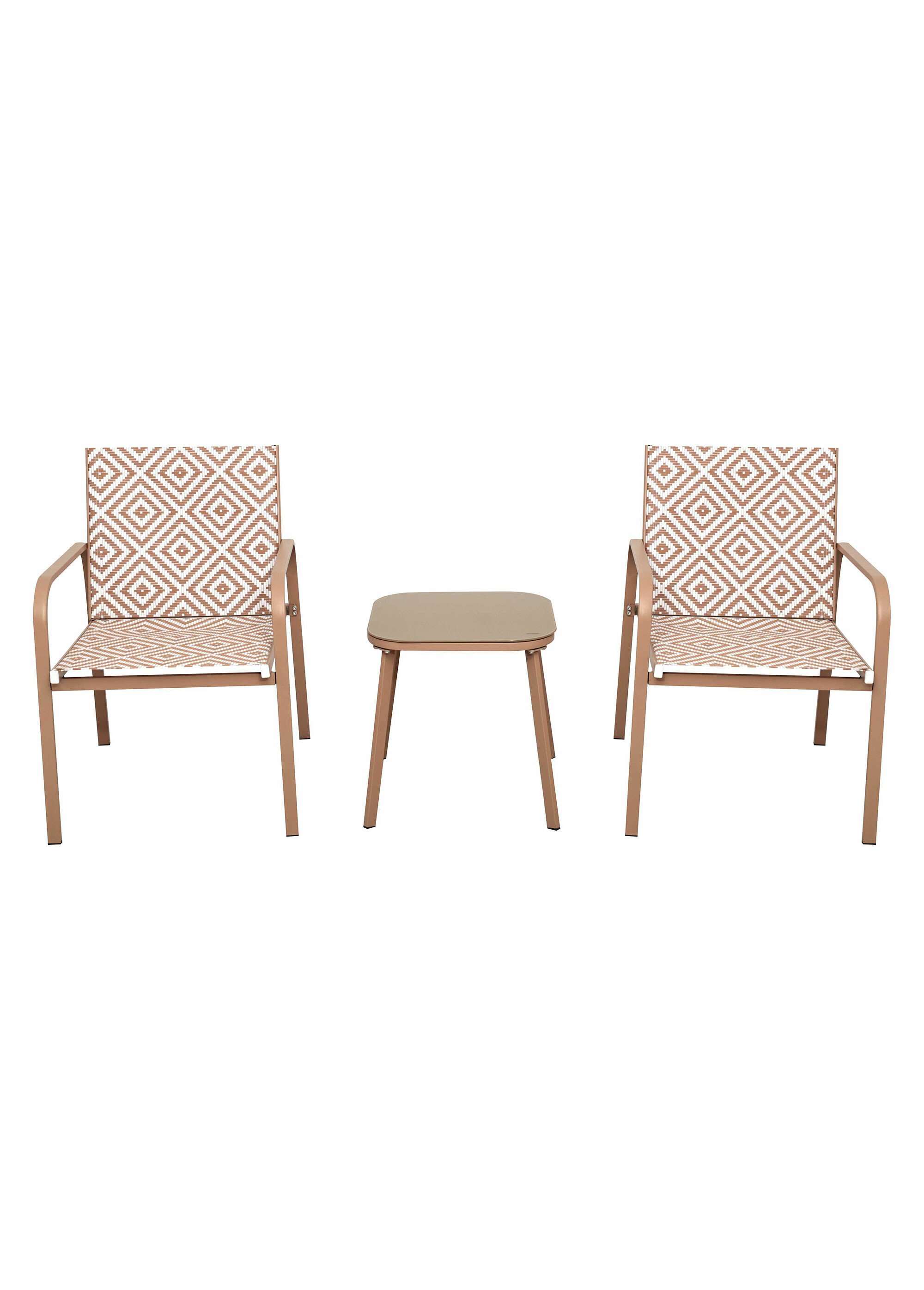 Salon de jardin tressé, 3 pièces BEIGE CMP-HDO0381 FA1