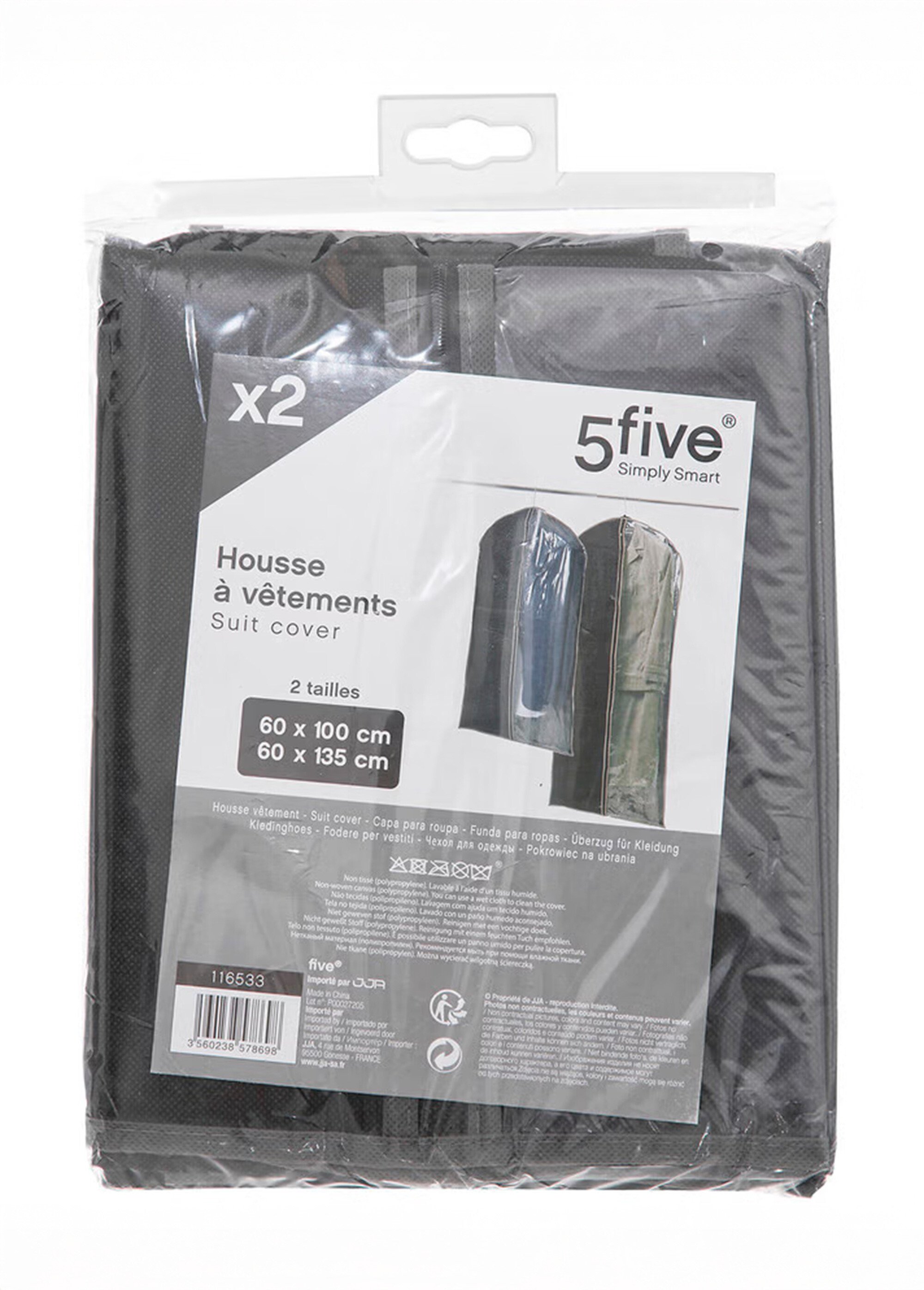 Set 2 housses rangement vêtement, foncé Noir JJA-116533 DE1