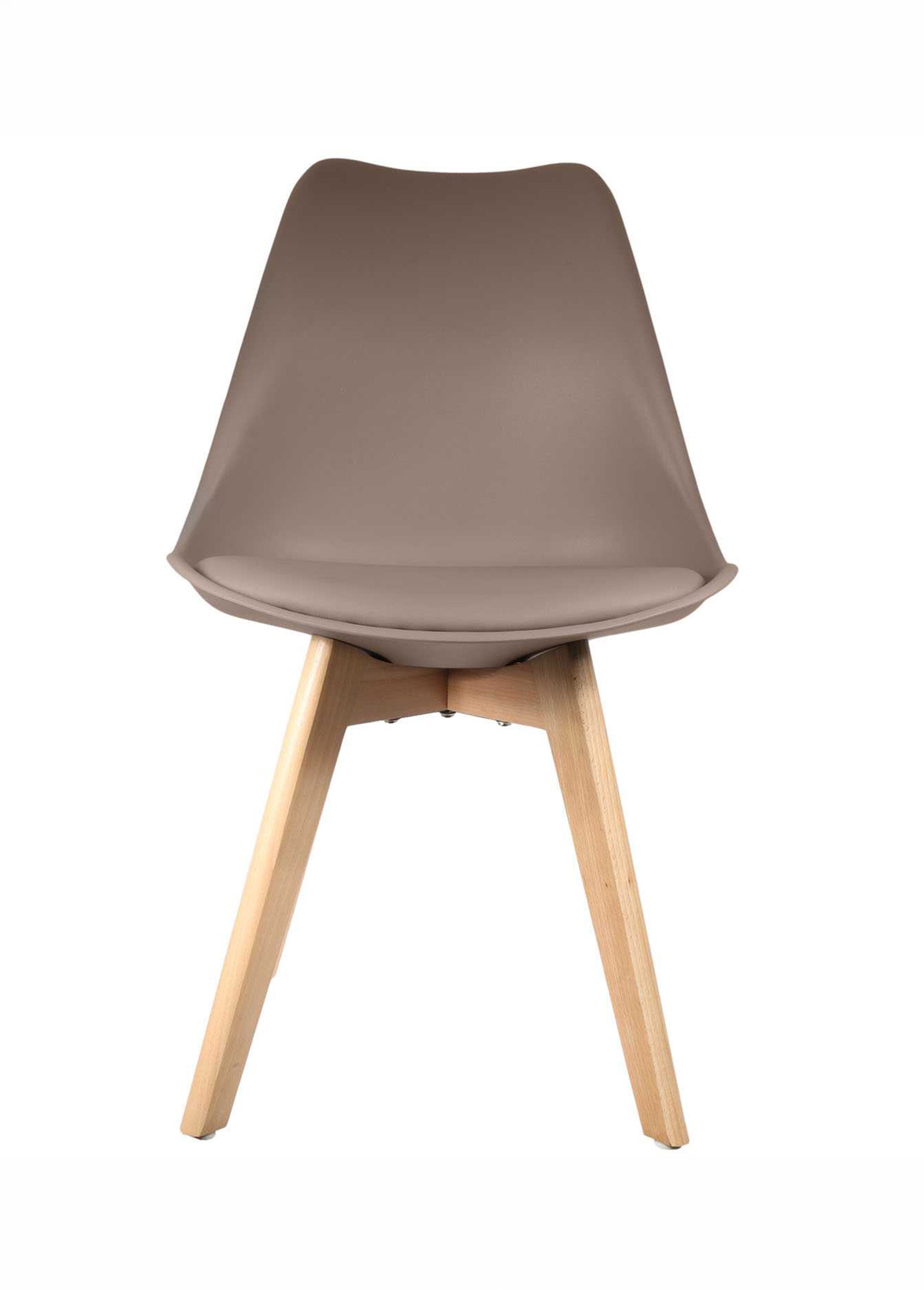 Set 4 Chaises assise coque et pieds bois