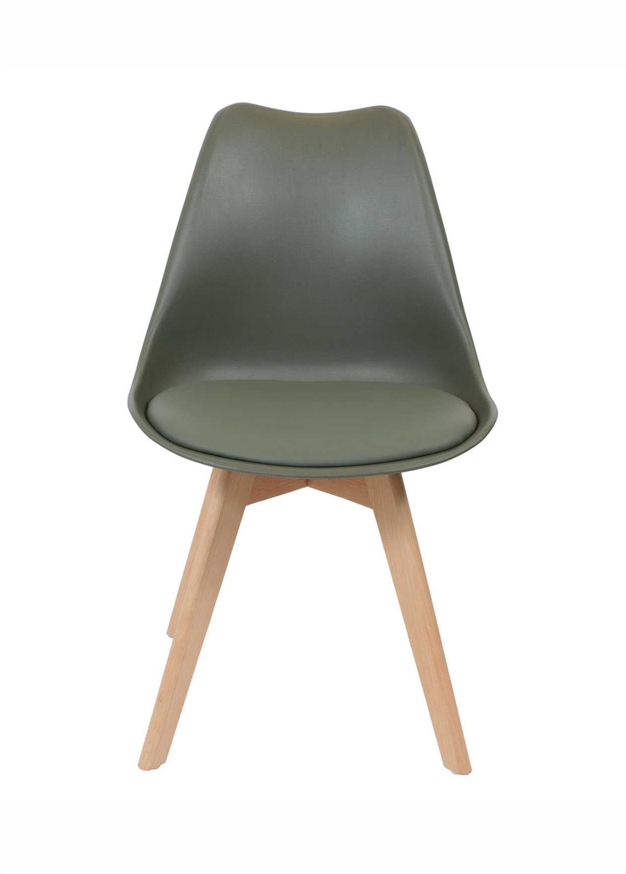 Set 4 Chaises assise coque et pieds bois