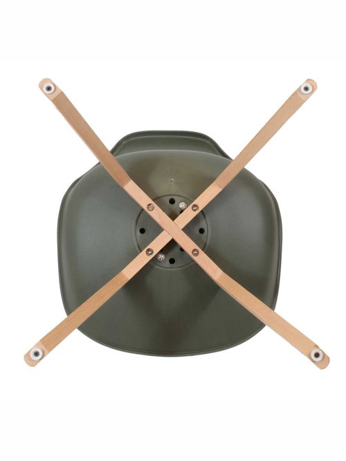 Set 4 Chaises assise coque et pieds bois VERT CMP-HD30731 UN1
