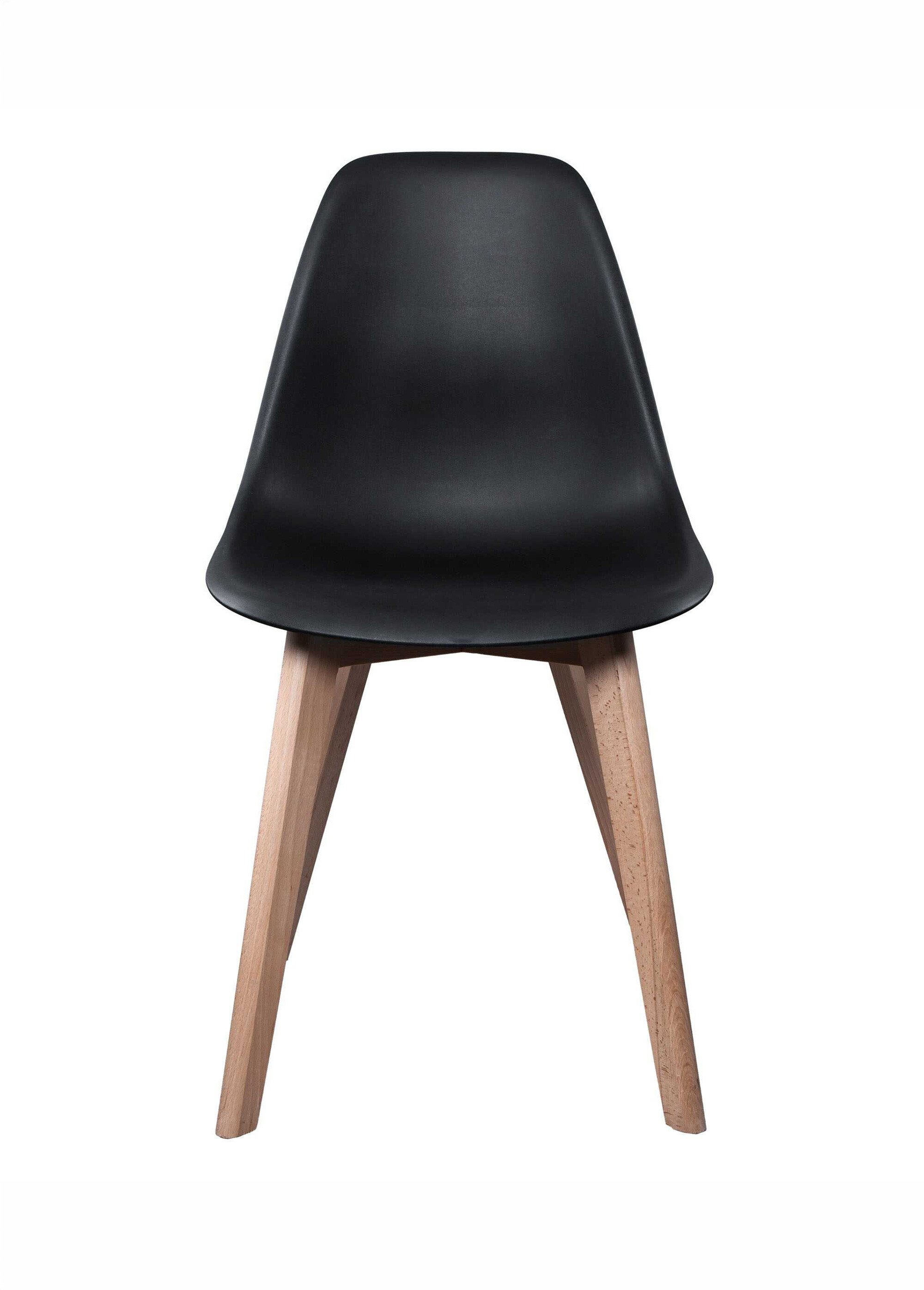 Set 4 Chaises assise coque foncée, pieds compas NOIR CMP-HD3075 DE1