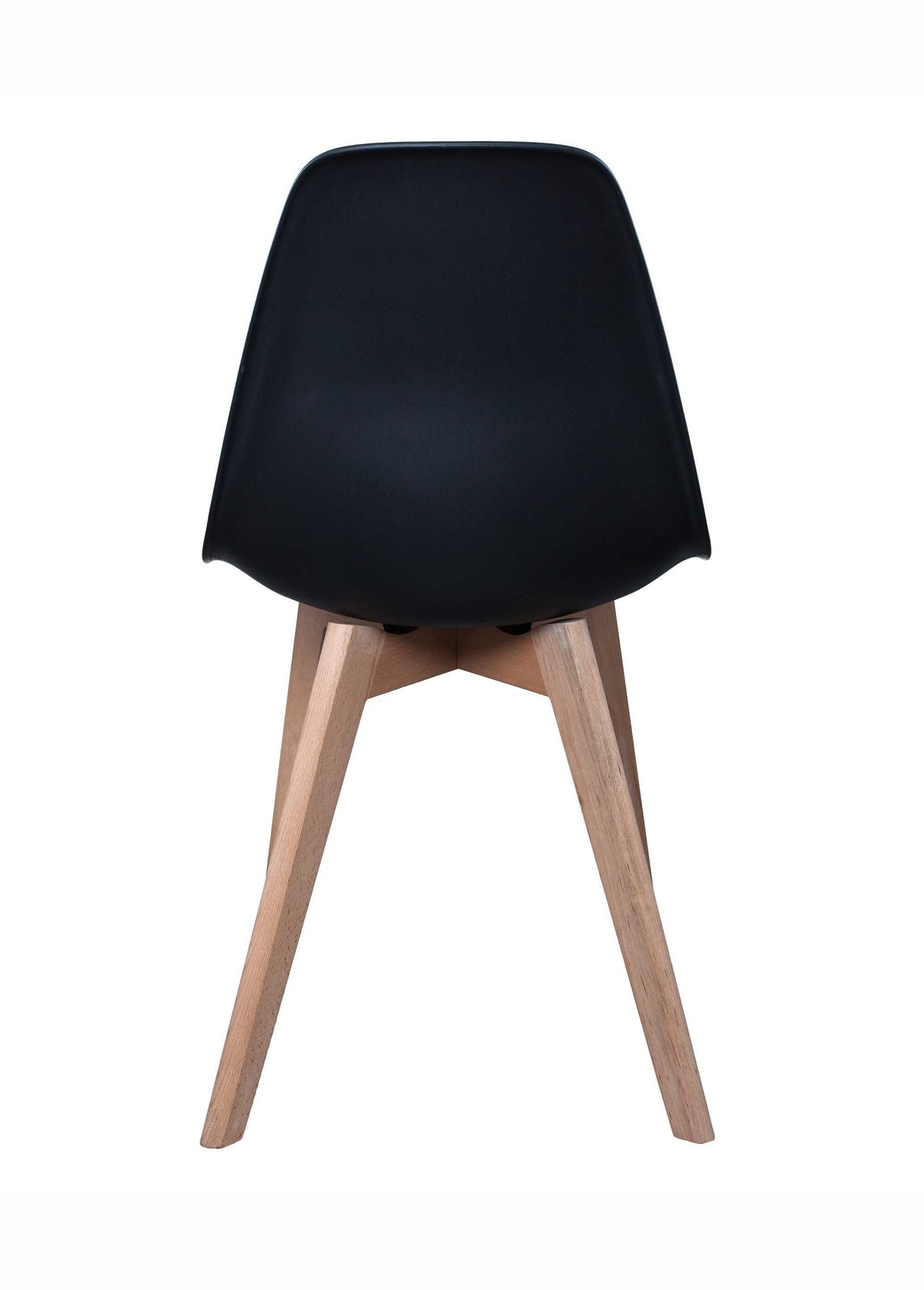 Set 4 Chaises assise coque foncée, pieds compas