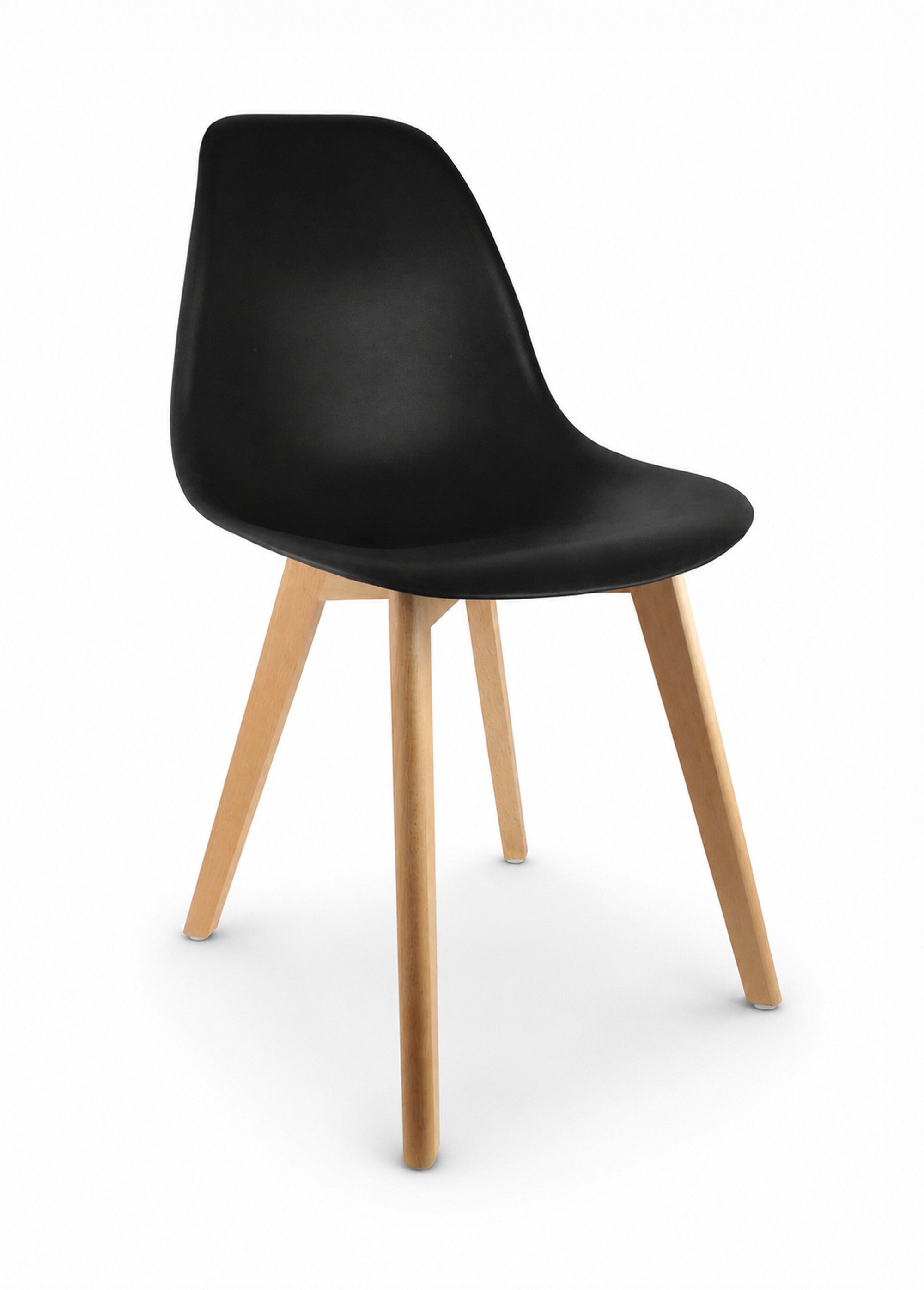 Set 4 Chaises assise coque foncée, pieds compas