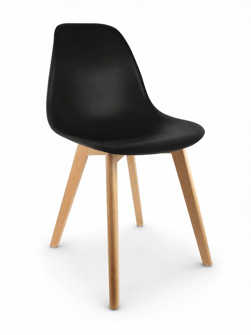 Set 4 Chaises assise coque foncée, pieds compas NOIR CMP-HD3075 FA1