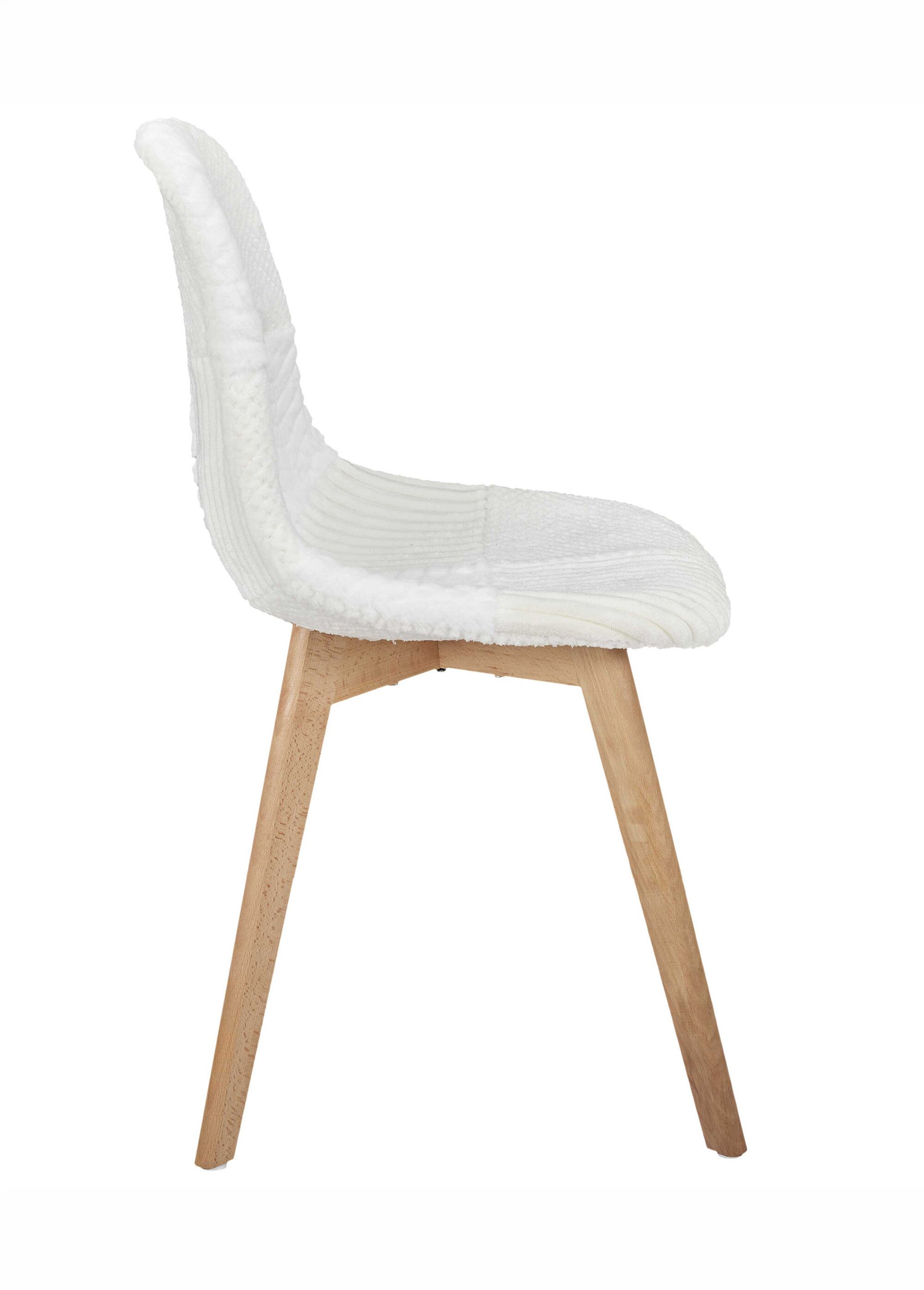 Set 4 Chaises assise patchwork clair BLANC CMP-HD0061 DR1