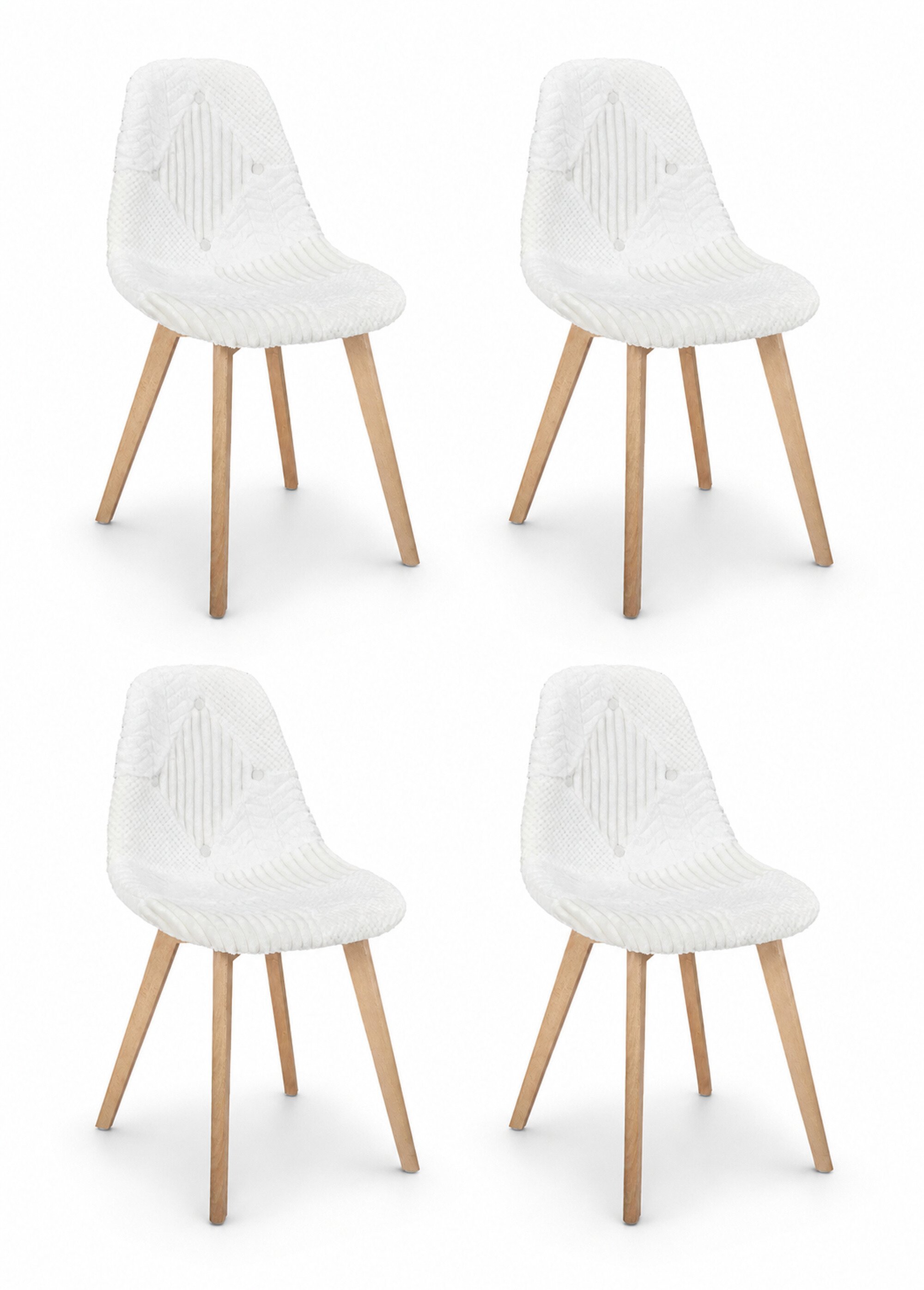 Set 4 Chaises assise patchwork clair