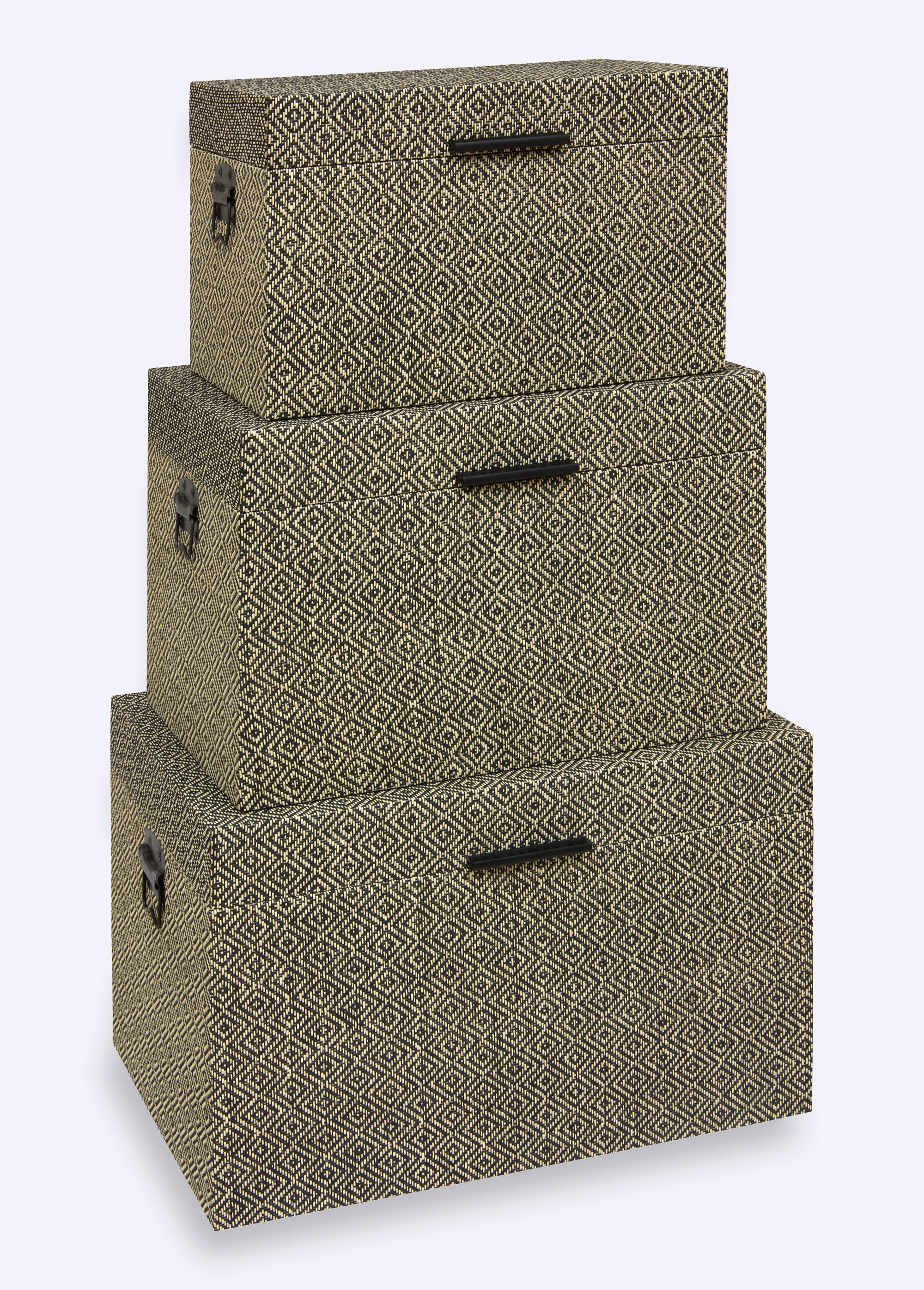 Set de 3 malles gigognes détails métal Beige JJA-215255 FA1