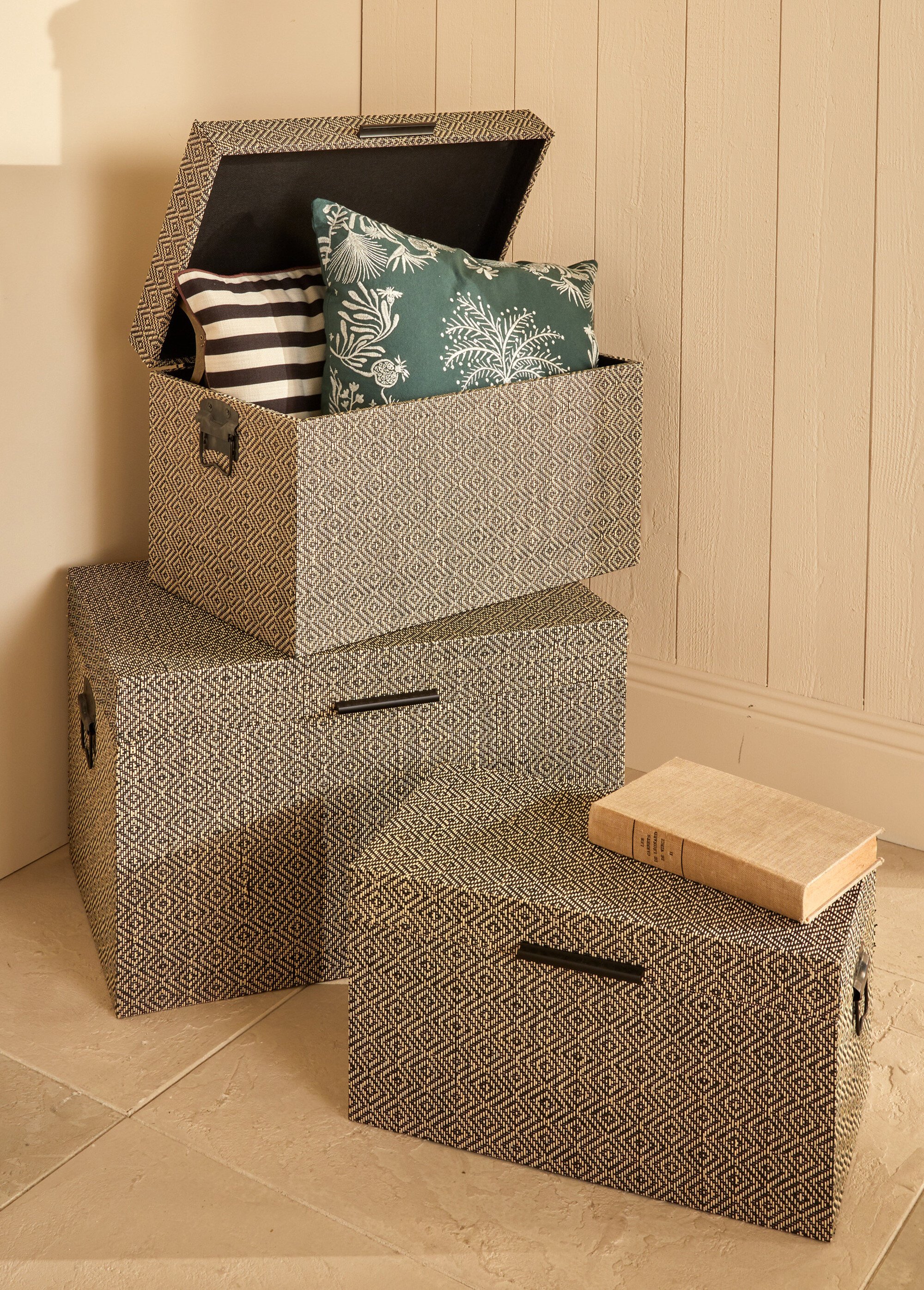 Set de 3 malles gigognes détails métal Beige JJA-215255 SI1