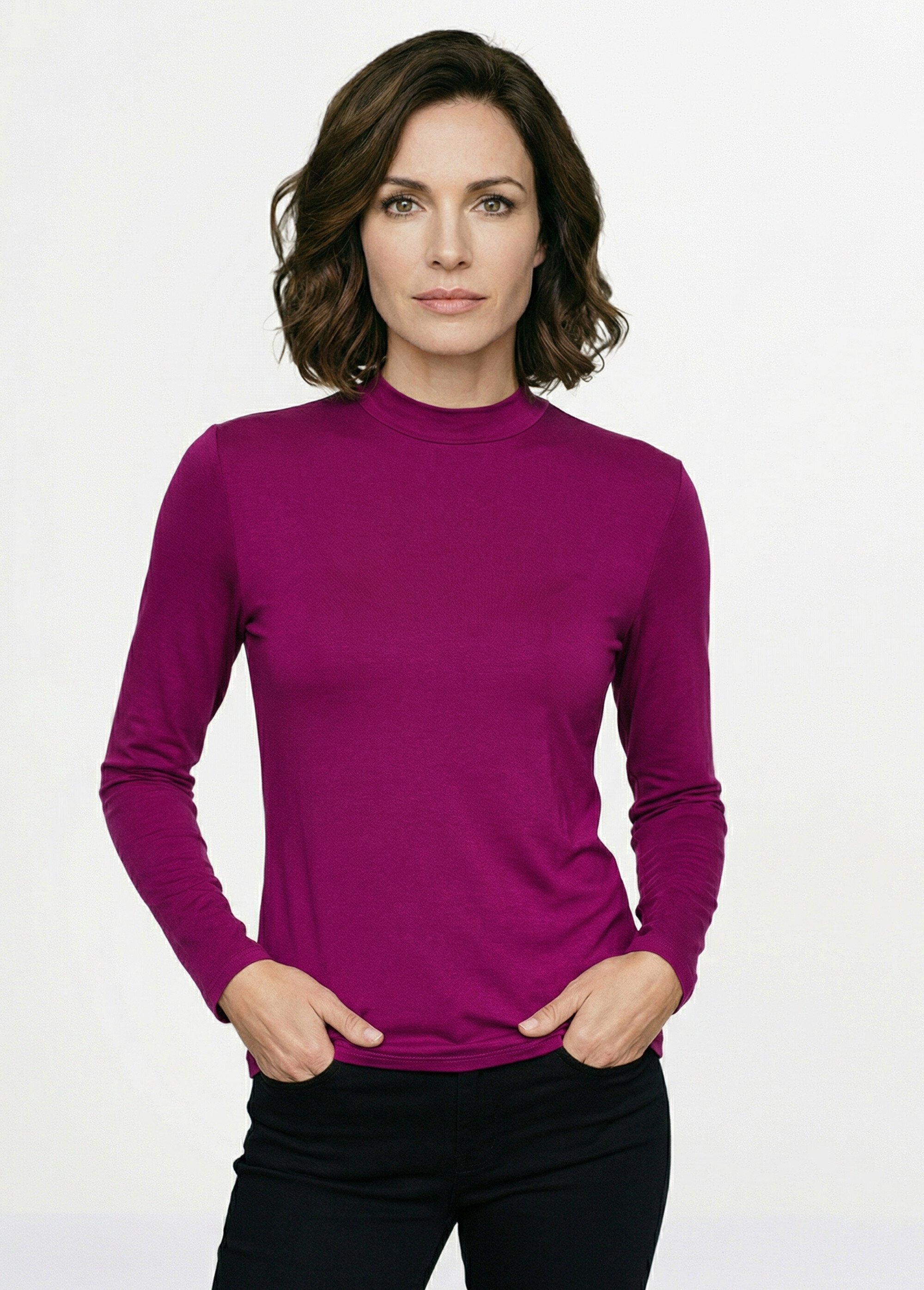 Sous-pull extensible col montant Femme Violet PARFAIT FA1