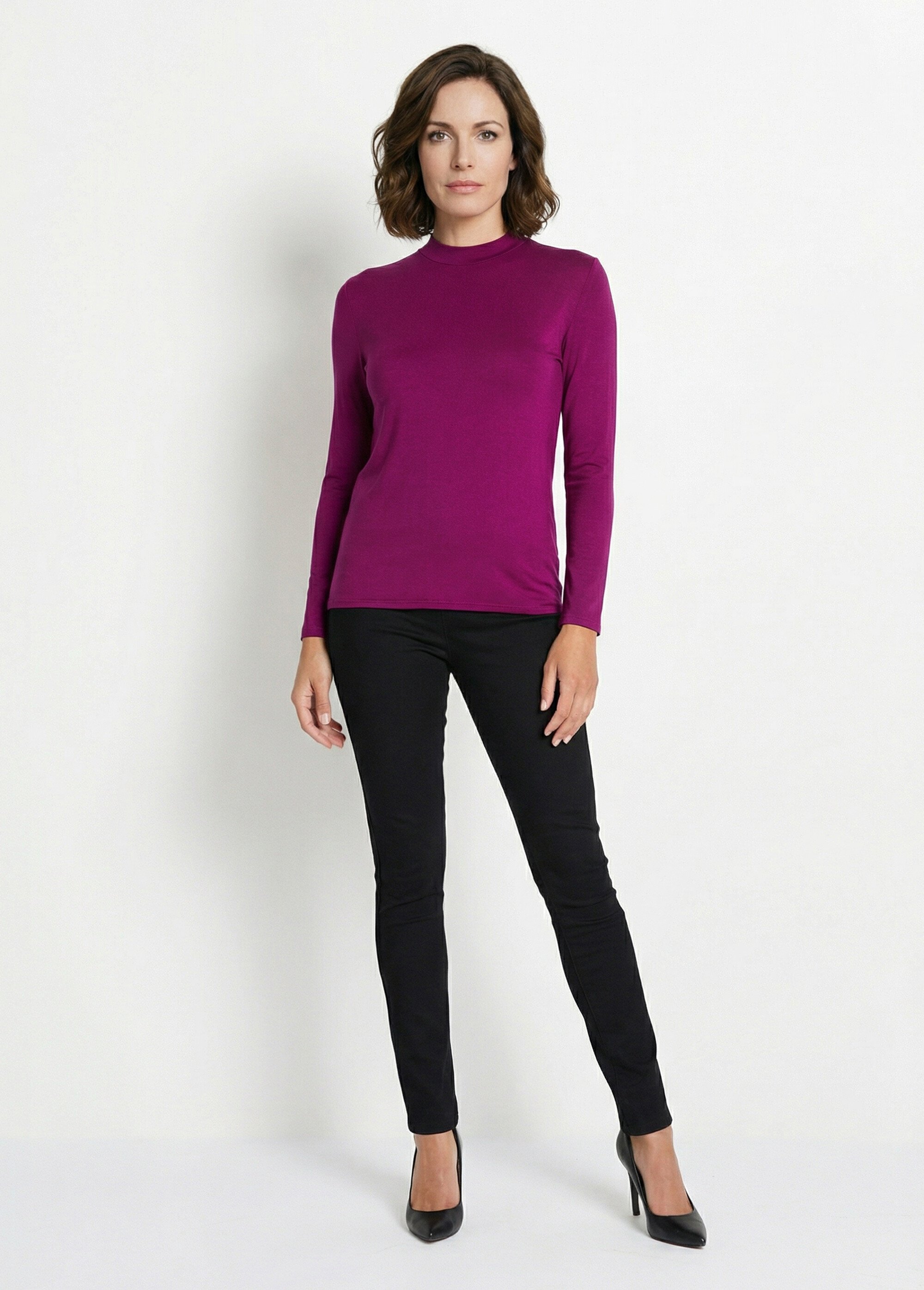 Sous-pull extensible col montant Femme Violet PARFAIT SI1
