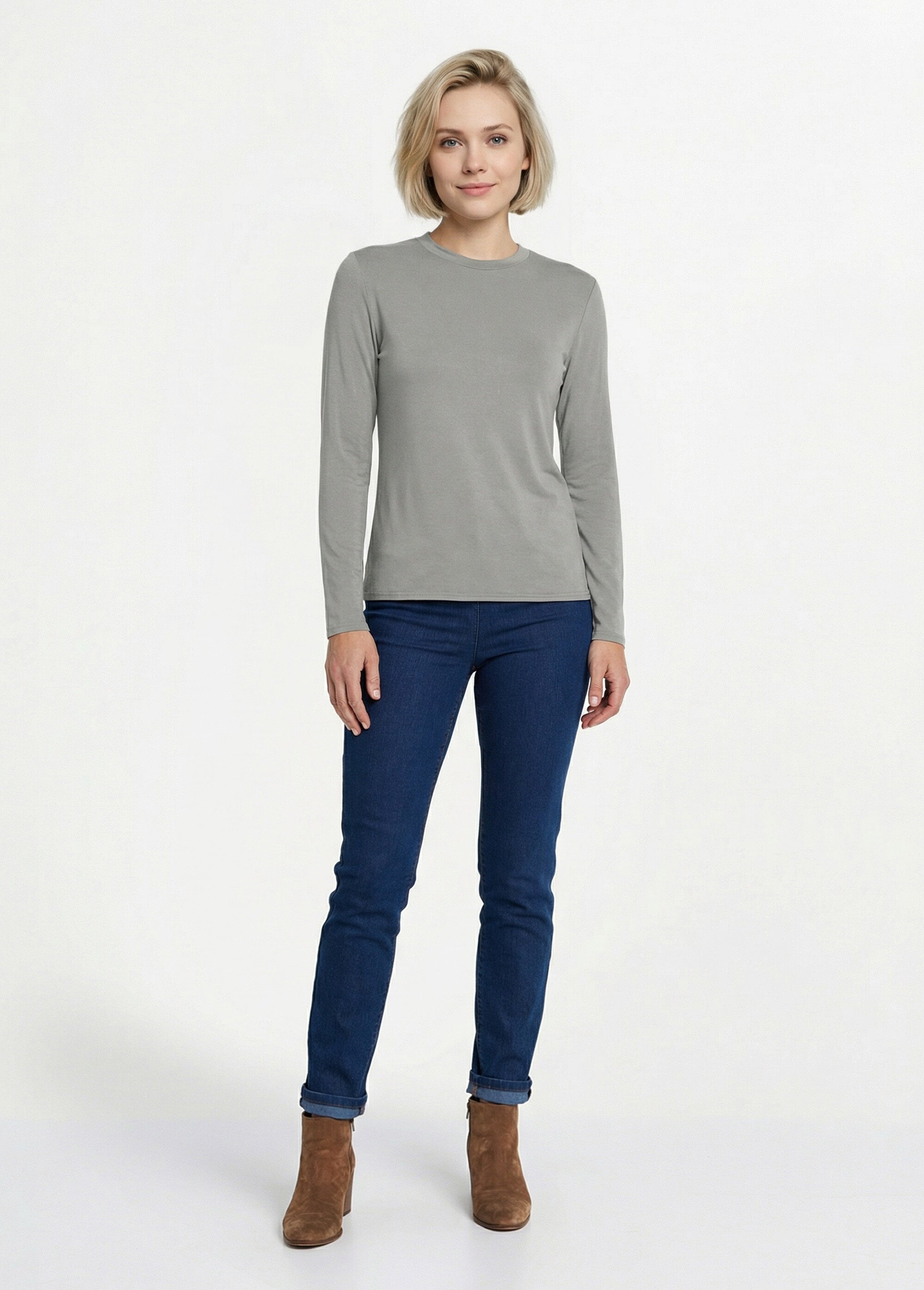 Sous-pull extensible col montant Femme Gris PARFAIT SI1
