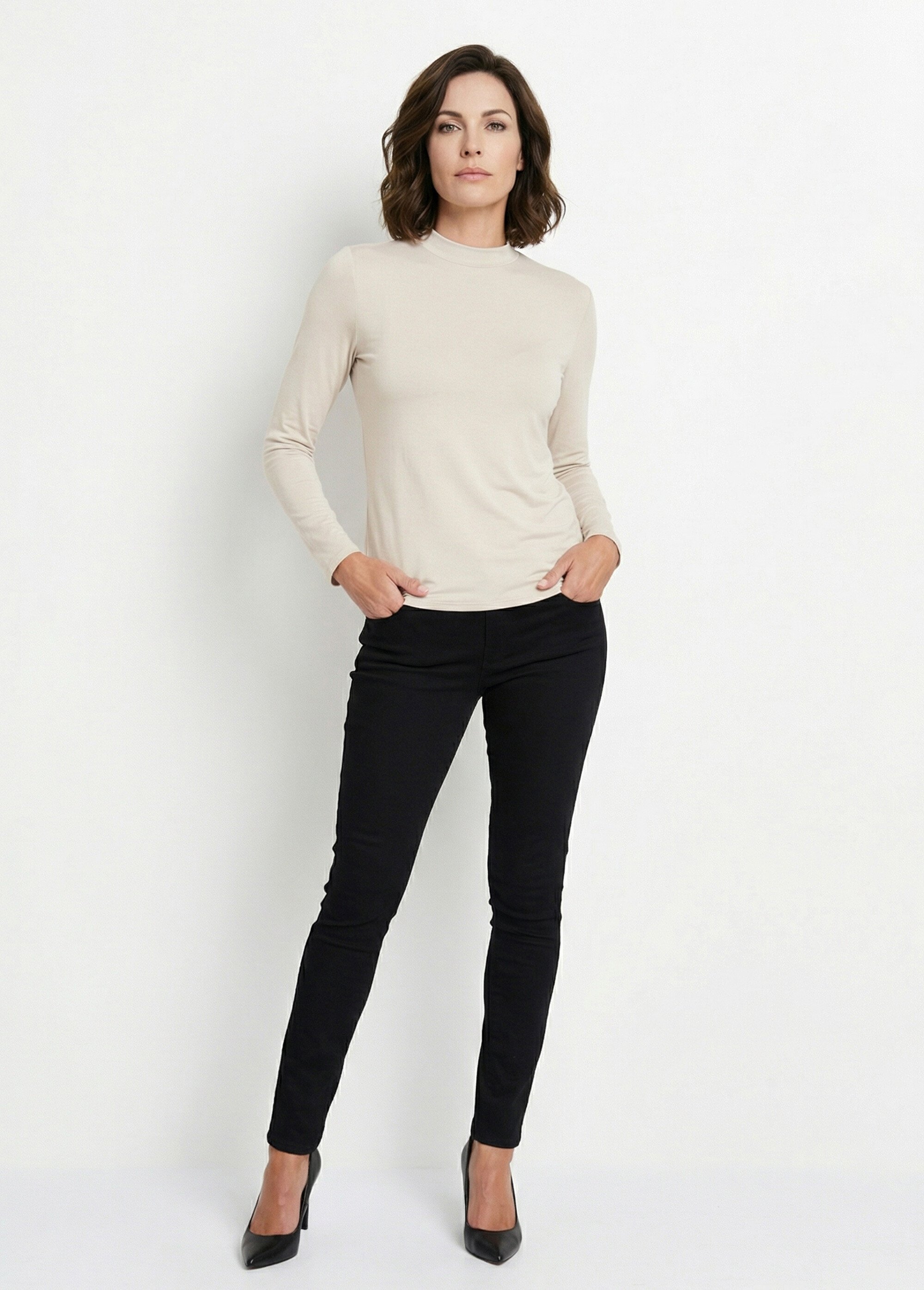 Sous-pull extensible col montant Femme Beige PARFAIT SI1
