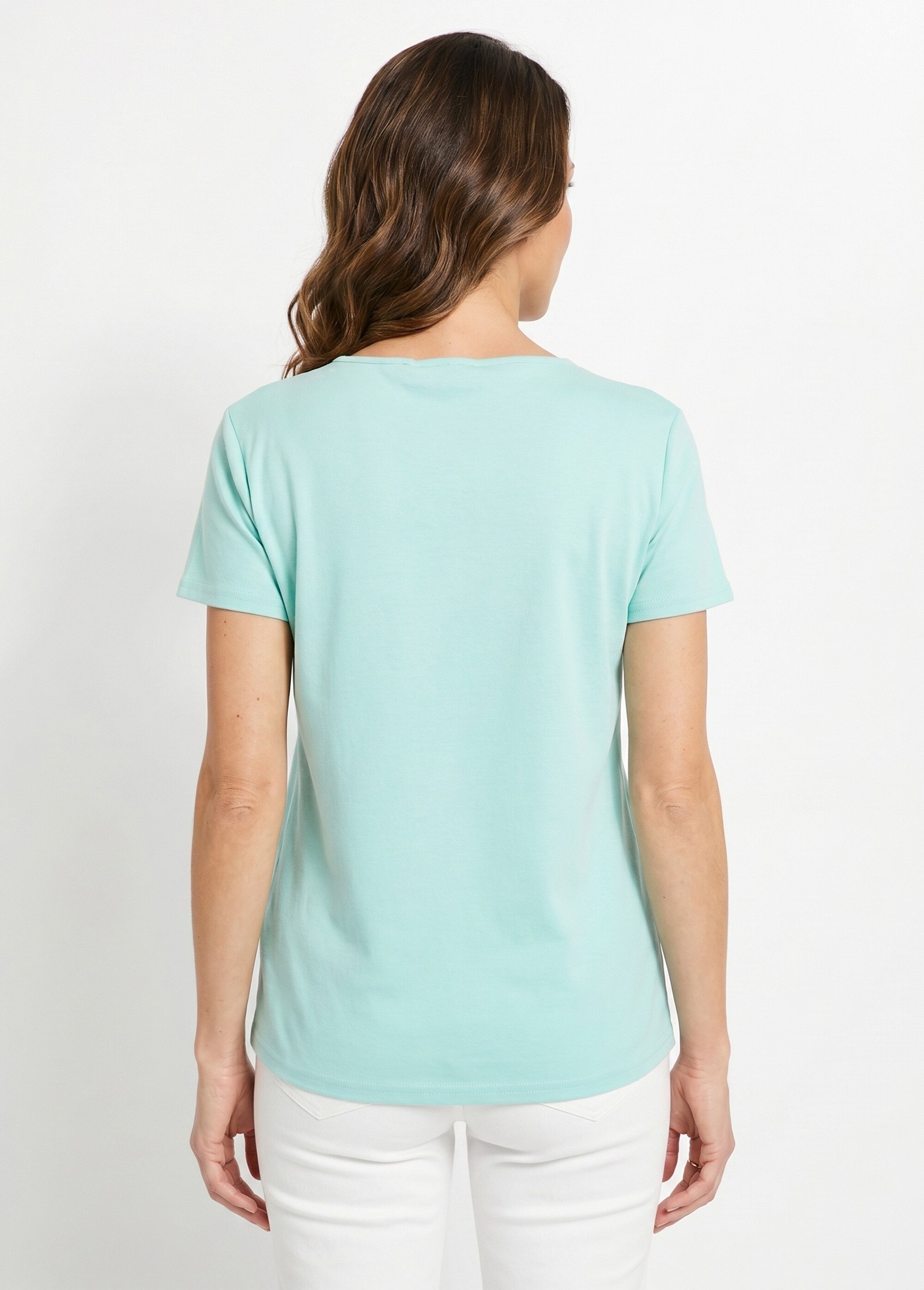 T-shirt macramé coton uni manches courtes