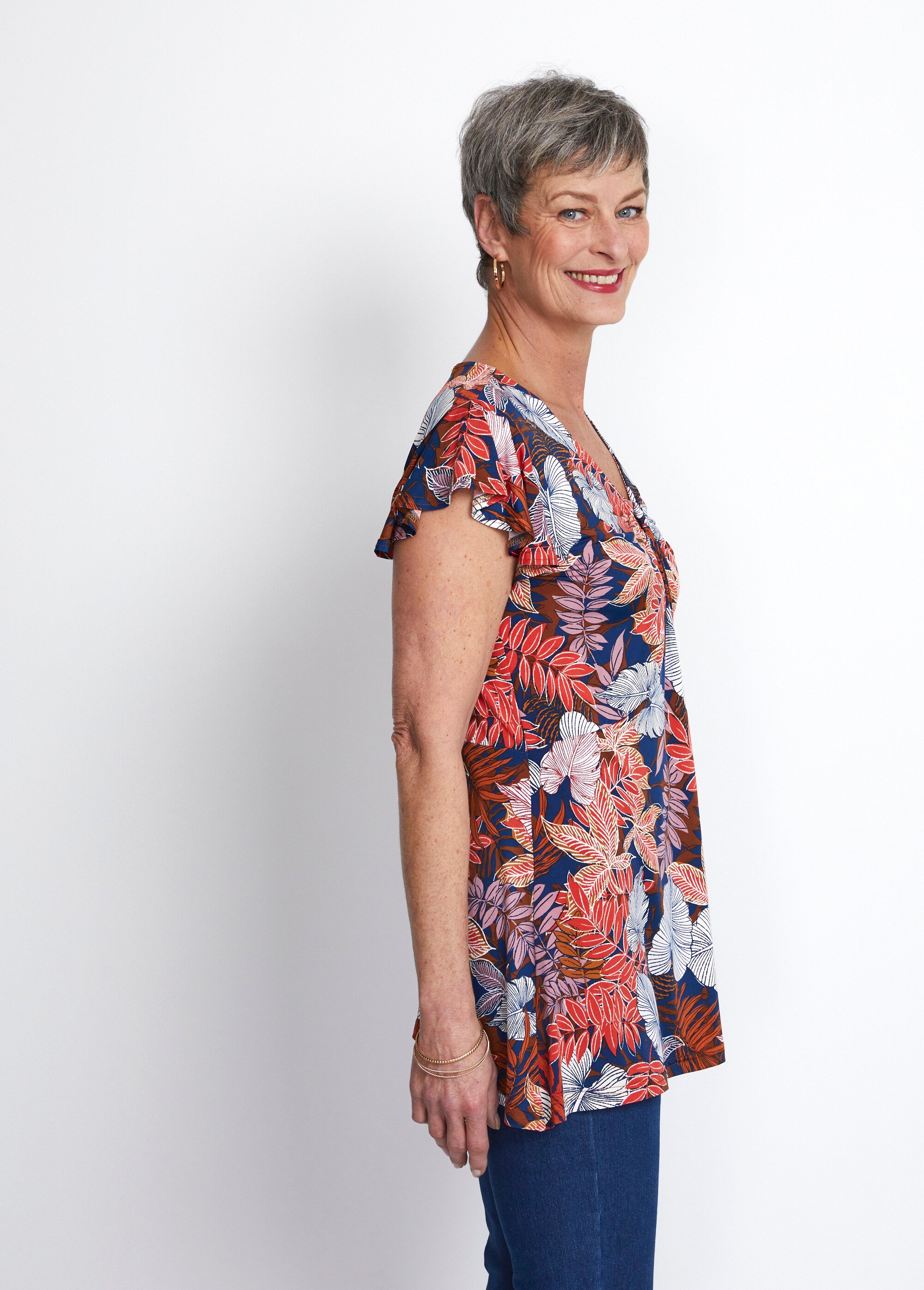 Tee-shirt long col V effet drapé Femme Orange CONI DR1