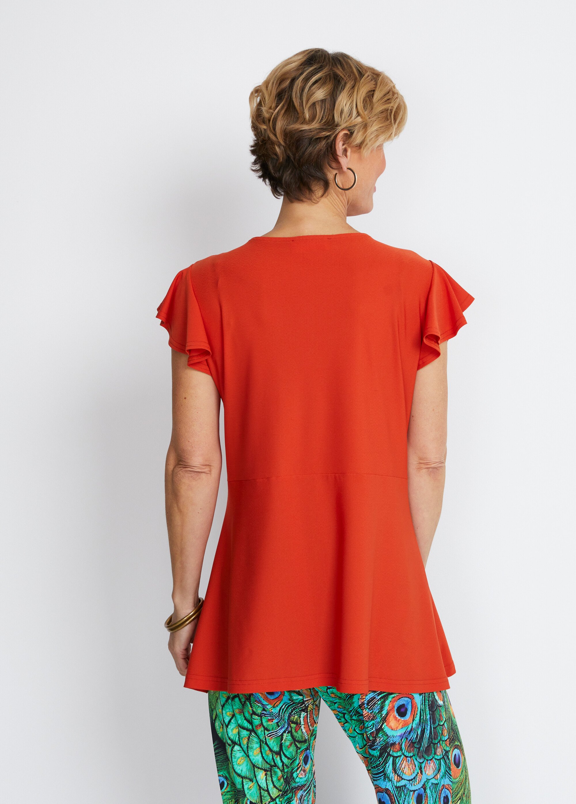 Tee-shirt long col V effet drapé