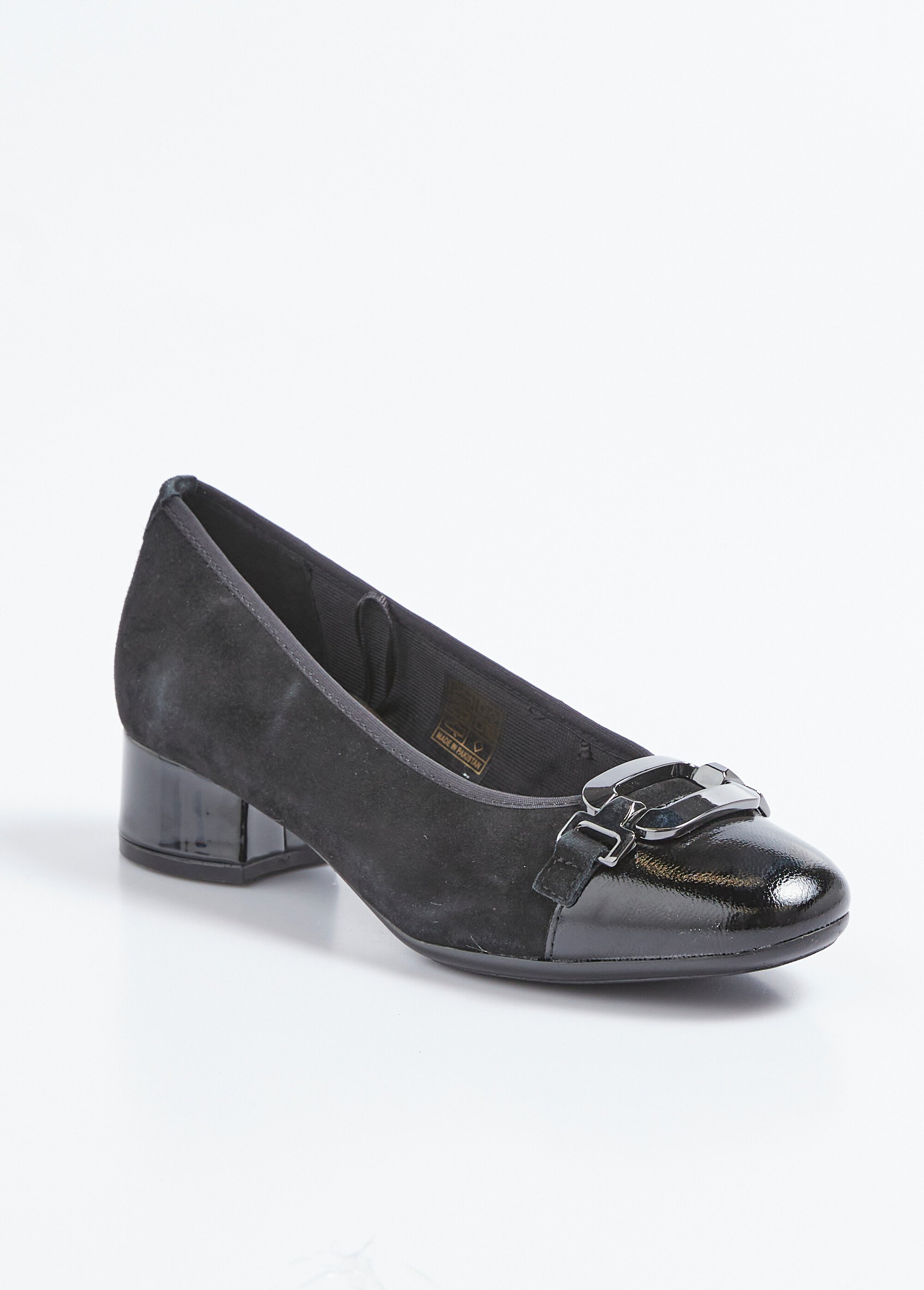 Ballerines à talon cuir suédé et vernis Femme Noir TOMLILLY502 FA1