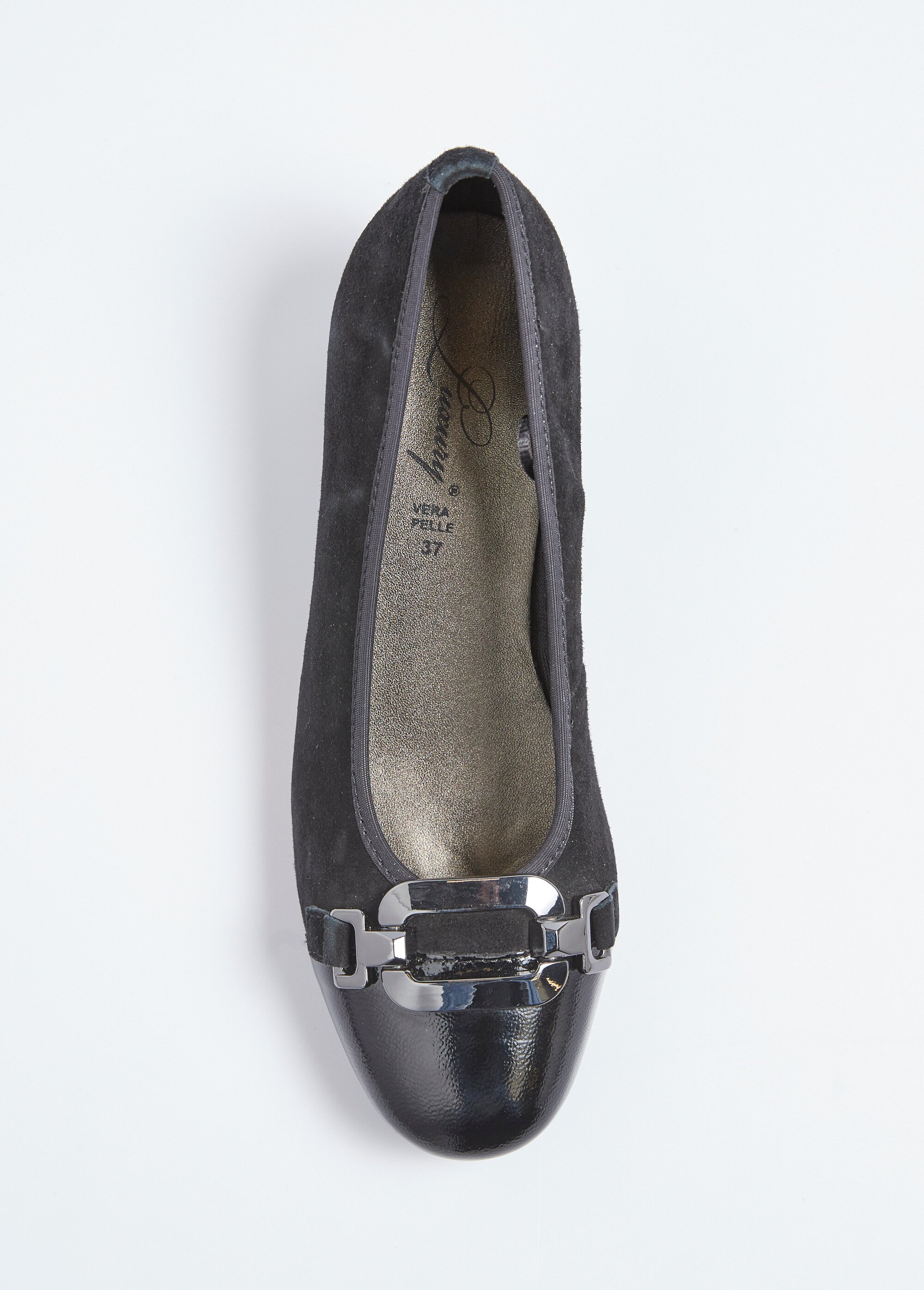 Ballerines à talon cuir suédé et vernis Femme Noir TOMLILLY502 OV1