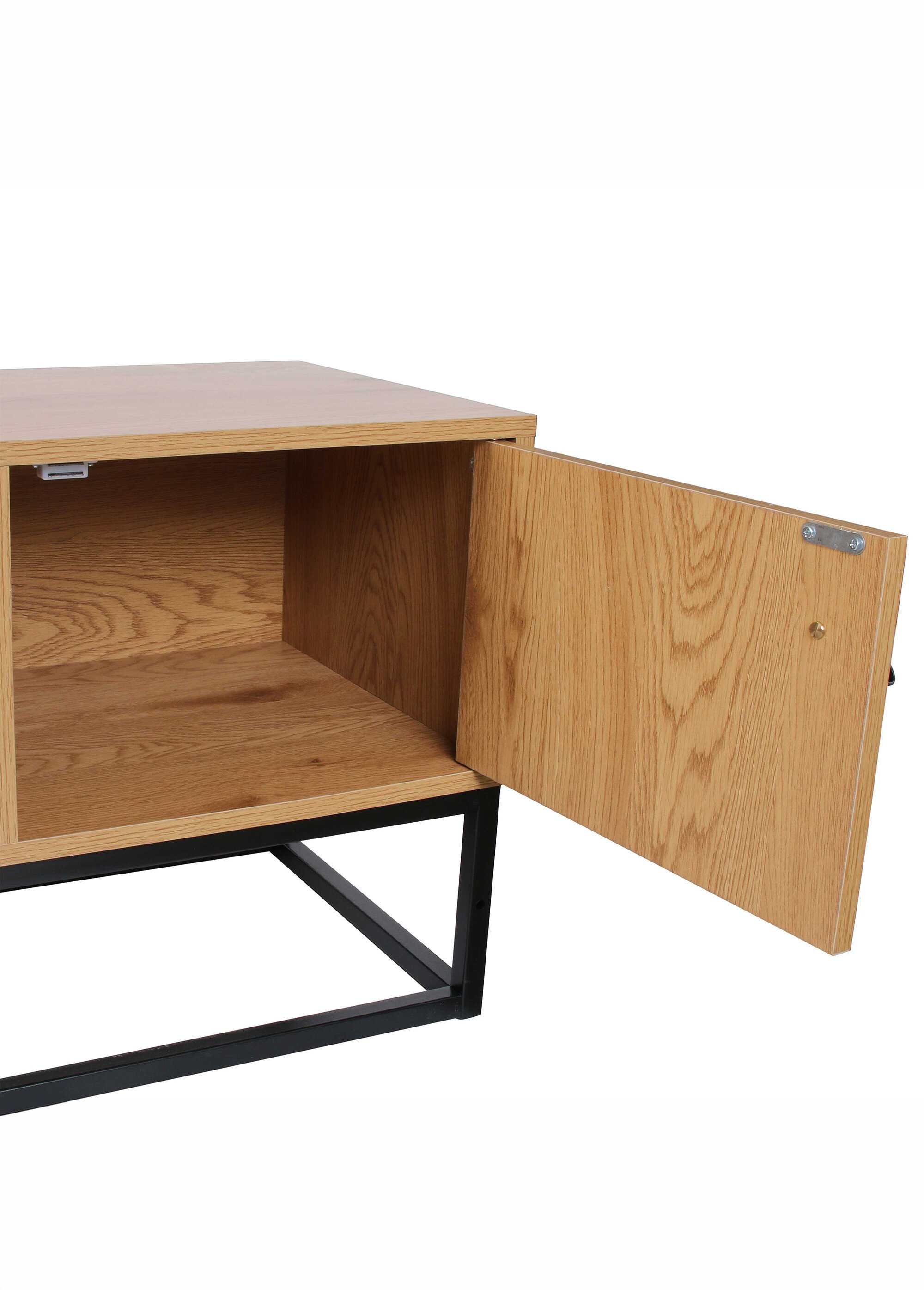 Banc TV en bois clair et métal ABBOTT BEIGE CMP-HD6626 DE2