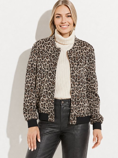 Blouson esprit bomber imprimé peau de bête Femme Beige TALISSA FA1