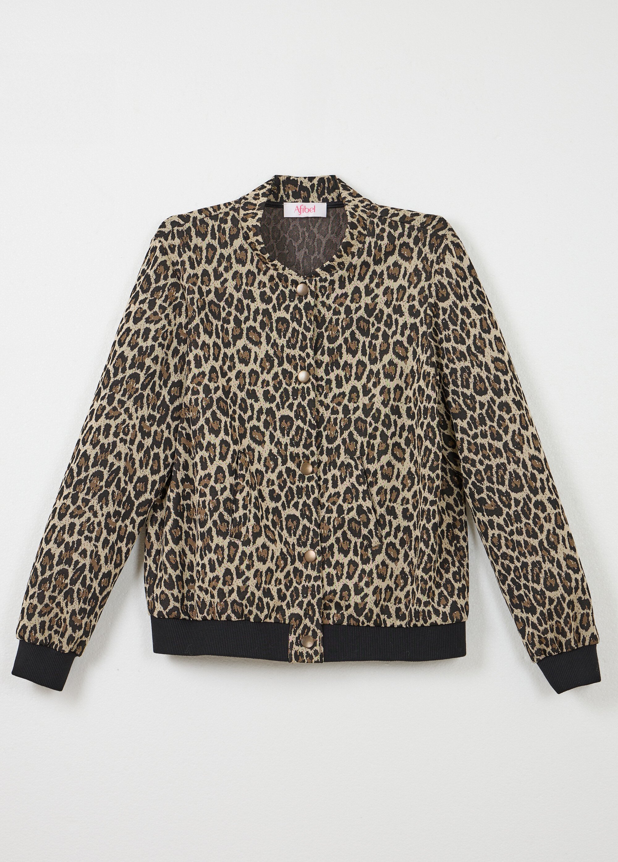 Blouson pressionné imprimé peau de bête esprit bomber Femme Beige TALISSA AP1