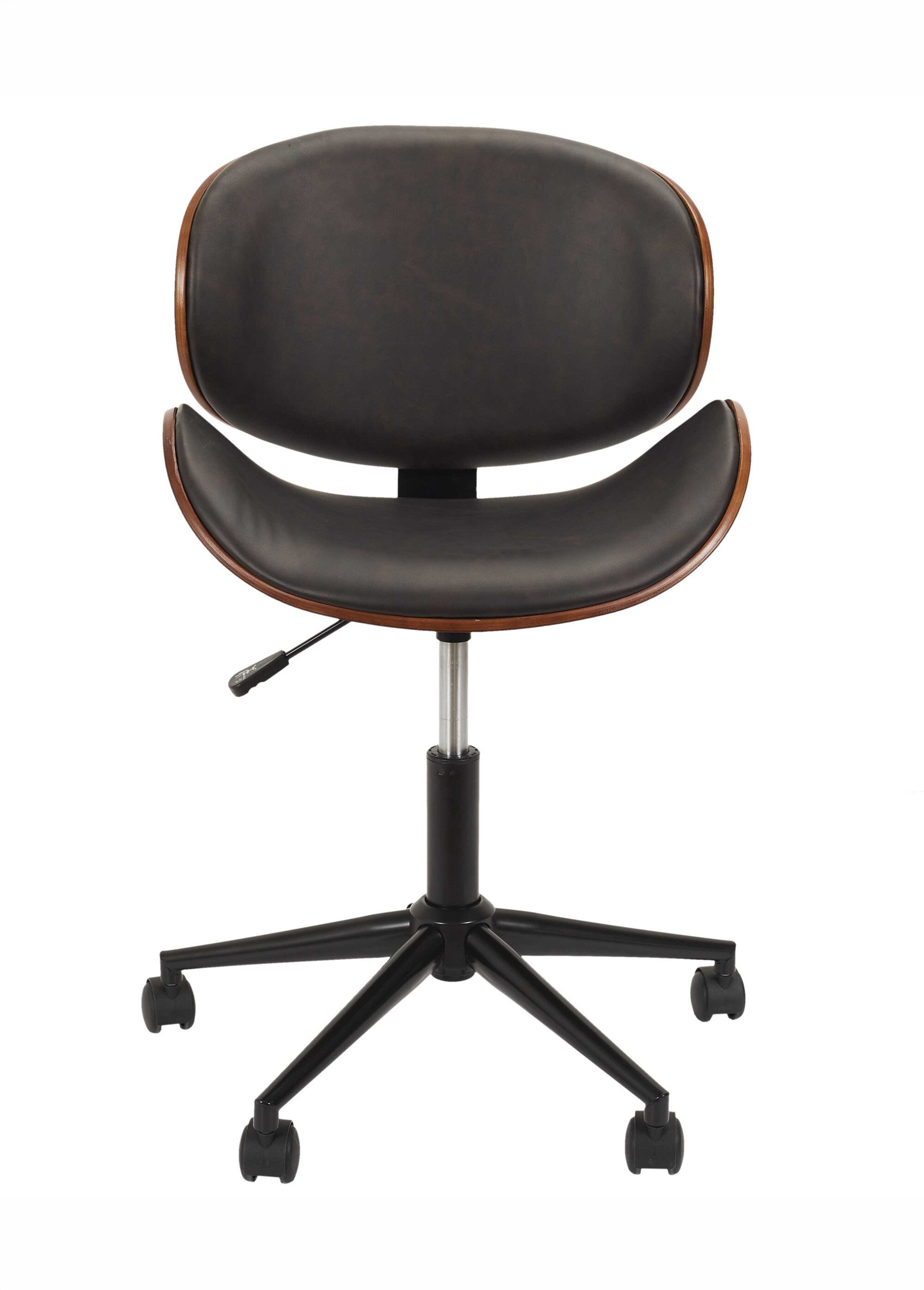 Chaise à roulettes design simili et bois MARRON CMP-HD6601 DE1