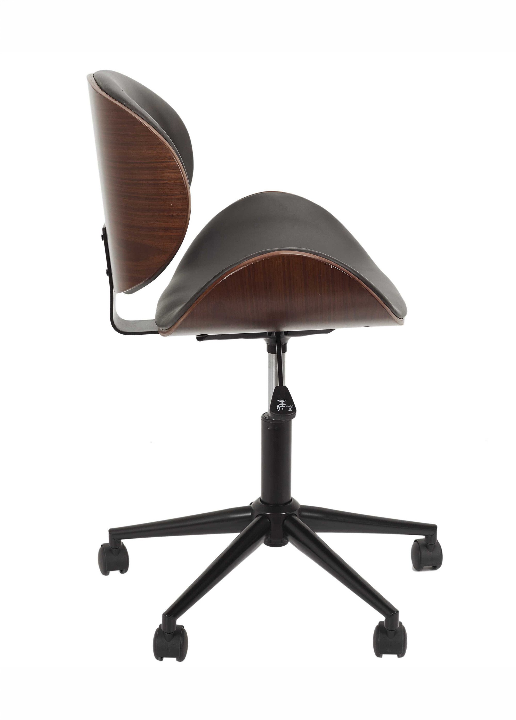 Chaise à roulettes design simili et bois MARRON CMP-HD6601 DR1