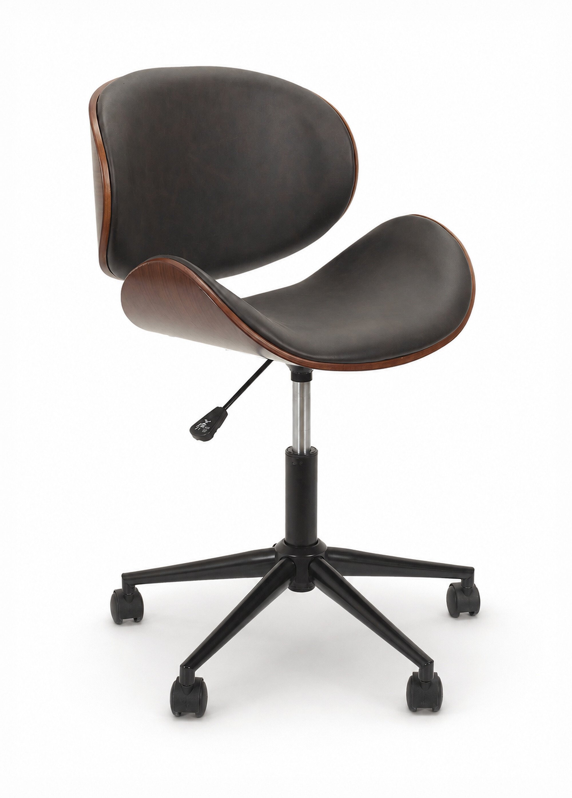 Chaise à roulettes design simili et bois MARRON CMP-HD6601 FA1