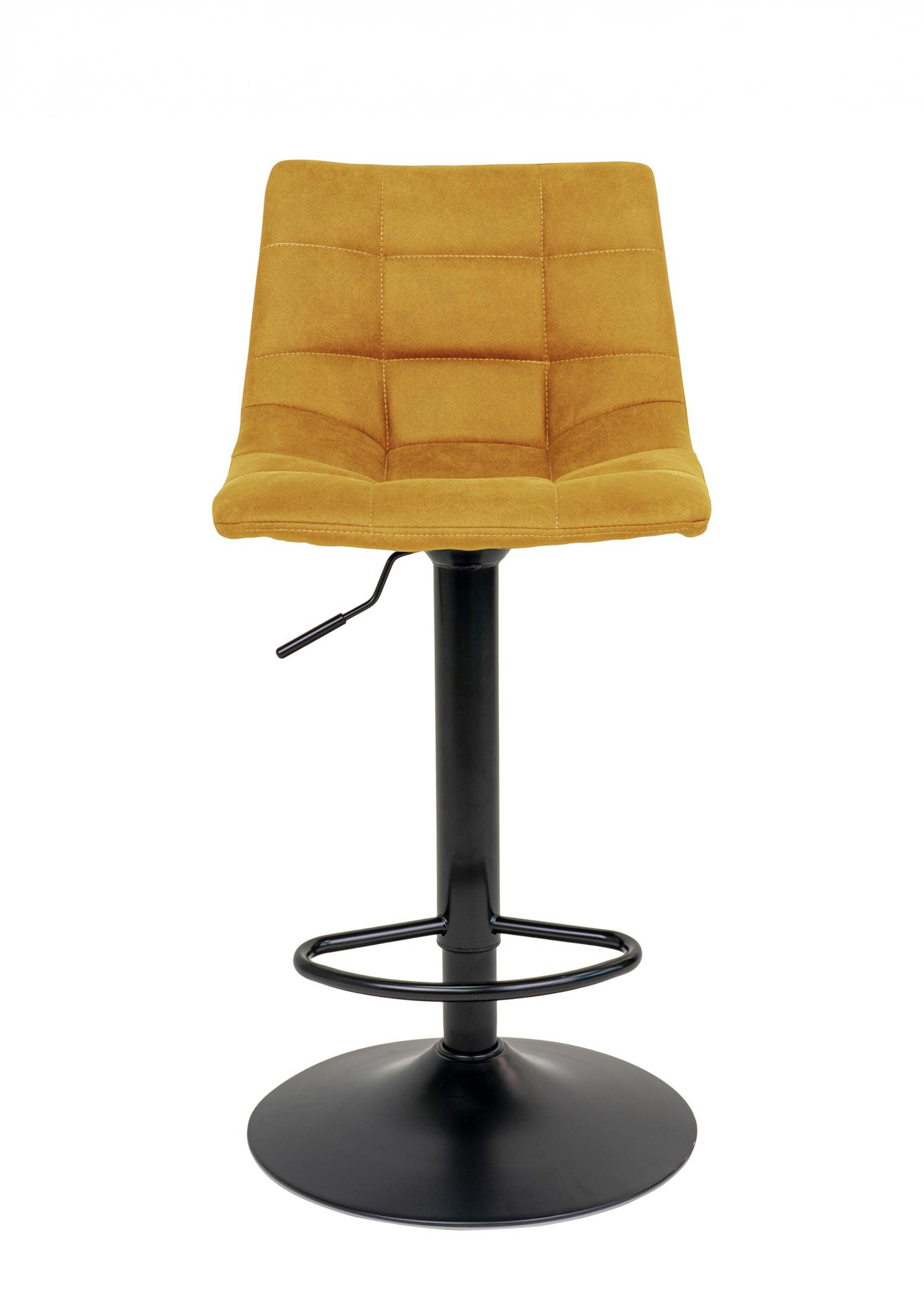 Chaise de bar matelassée en velours 1J JAUNE MOUTARDE HN-1001303 DE1