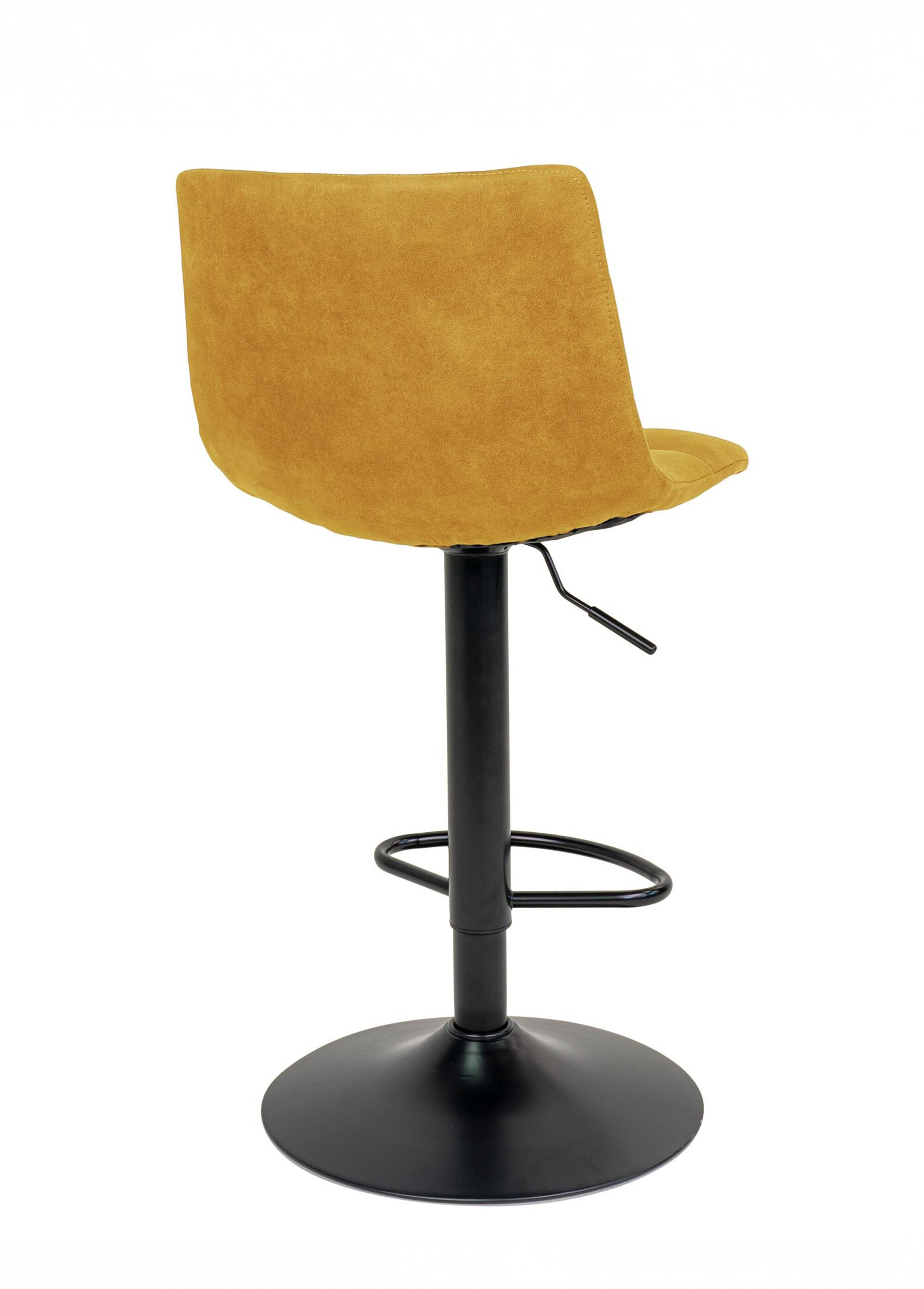 Chaise de bar matelassée en velours 1J JAUNE MOUTARDE HN-1001303 DO1
