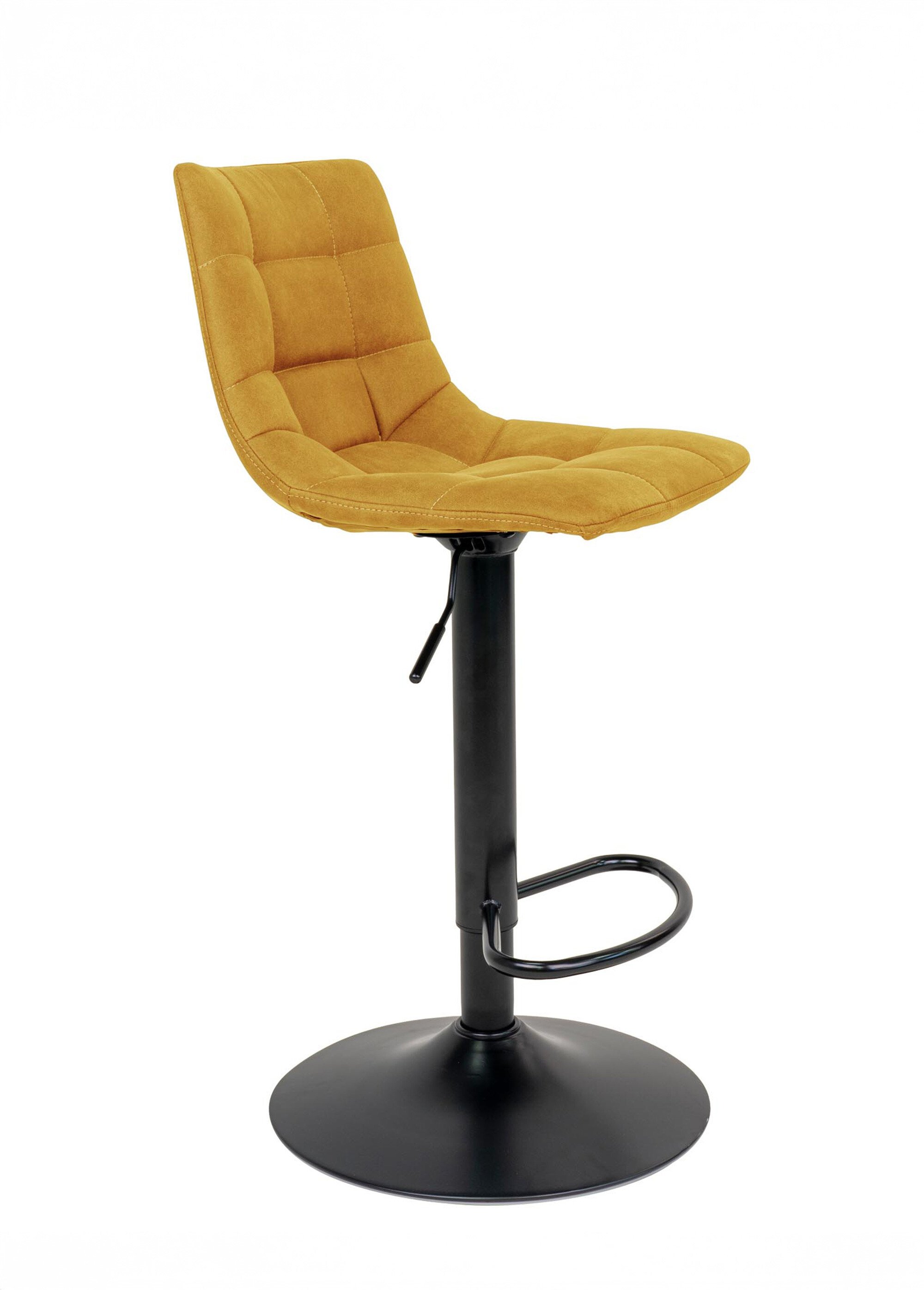 Chaise de bar matelassée en velours 1J JAUNE MOUTARDE HN-1001303 DR1