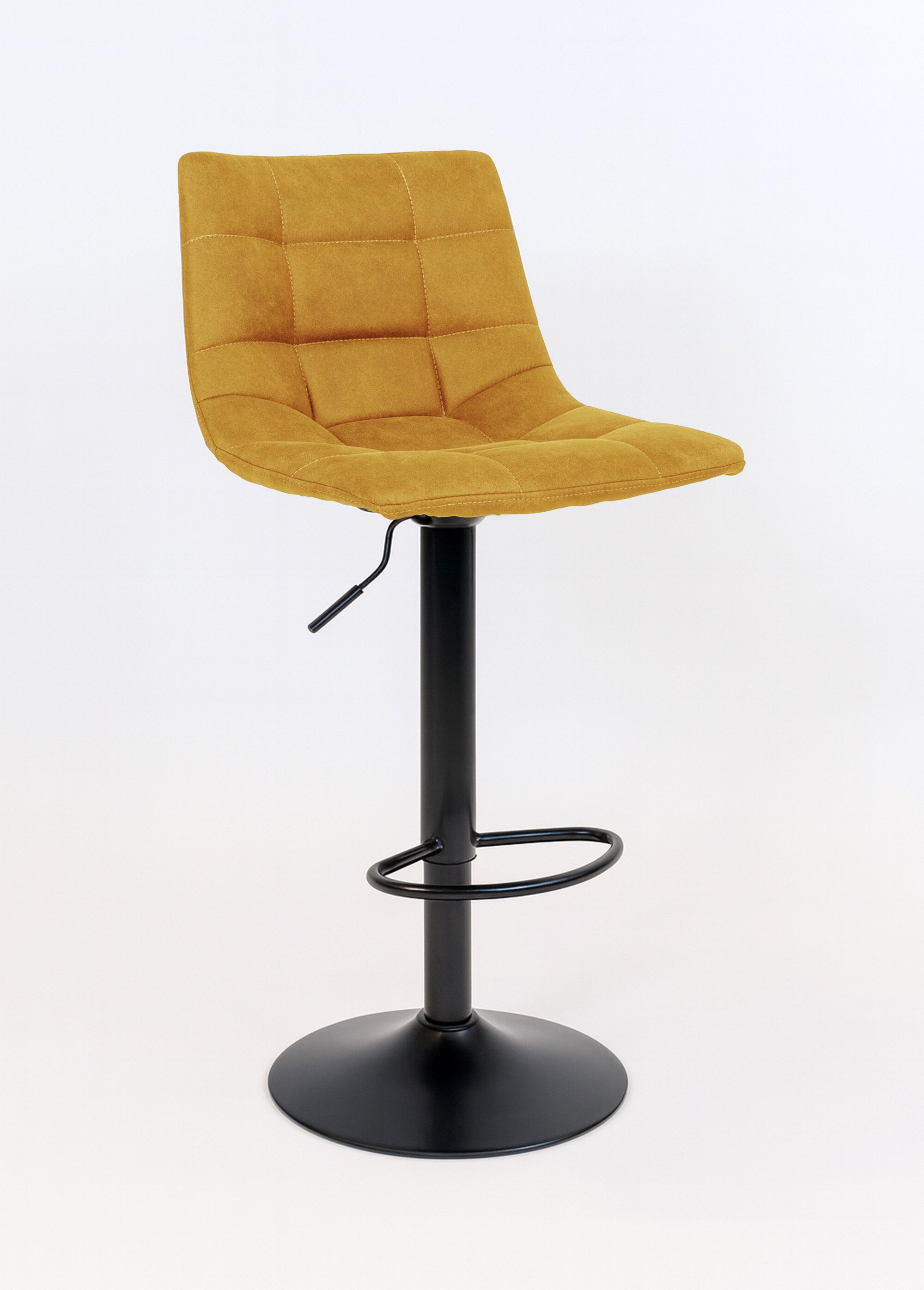 Chaise de bar matelassée en velours 1J JAUNE MOUTARDE HN-1001303 FA1