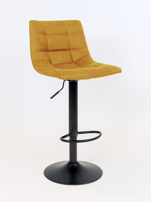 Chaise de bar matelassée en velours 1J JAUNE MOUTARDE HN-1001303 FA1