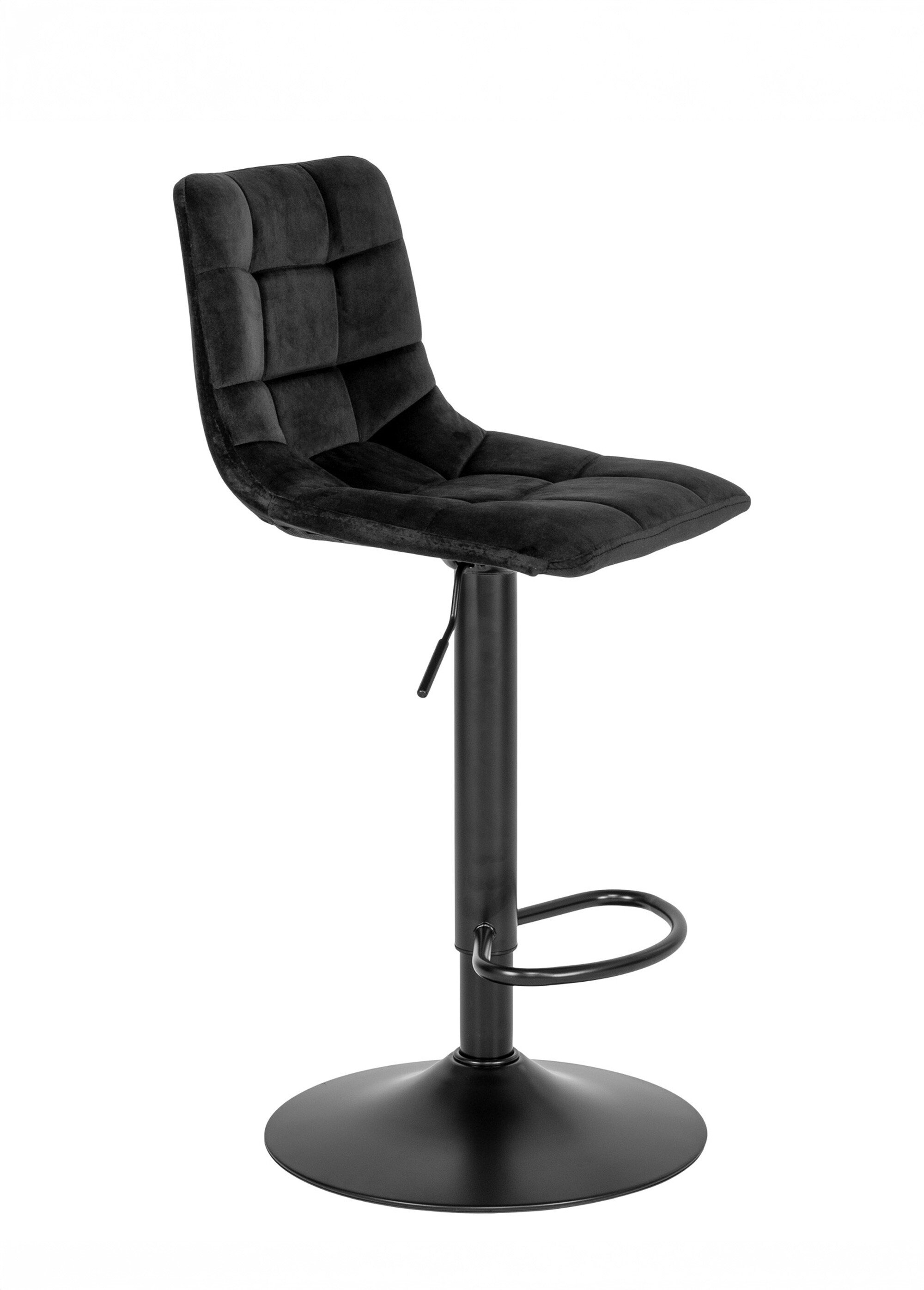 Chaise de bar matelassée en velours 2N NOIR HN-1001304 DR1