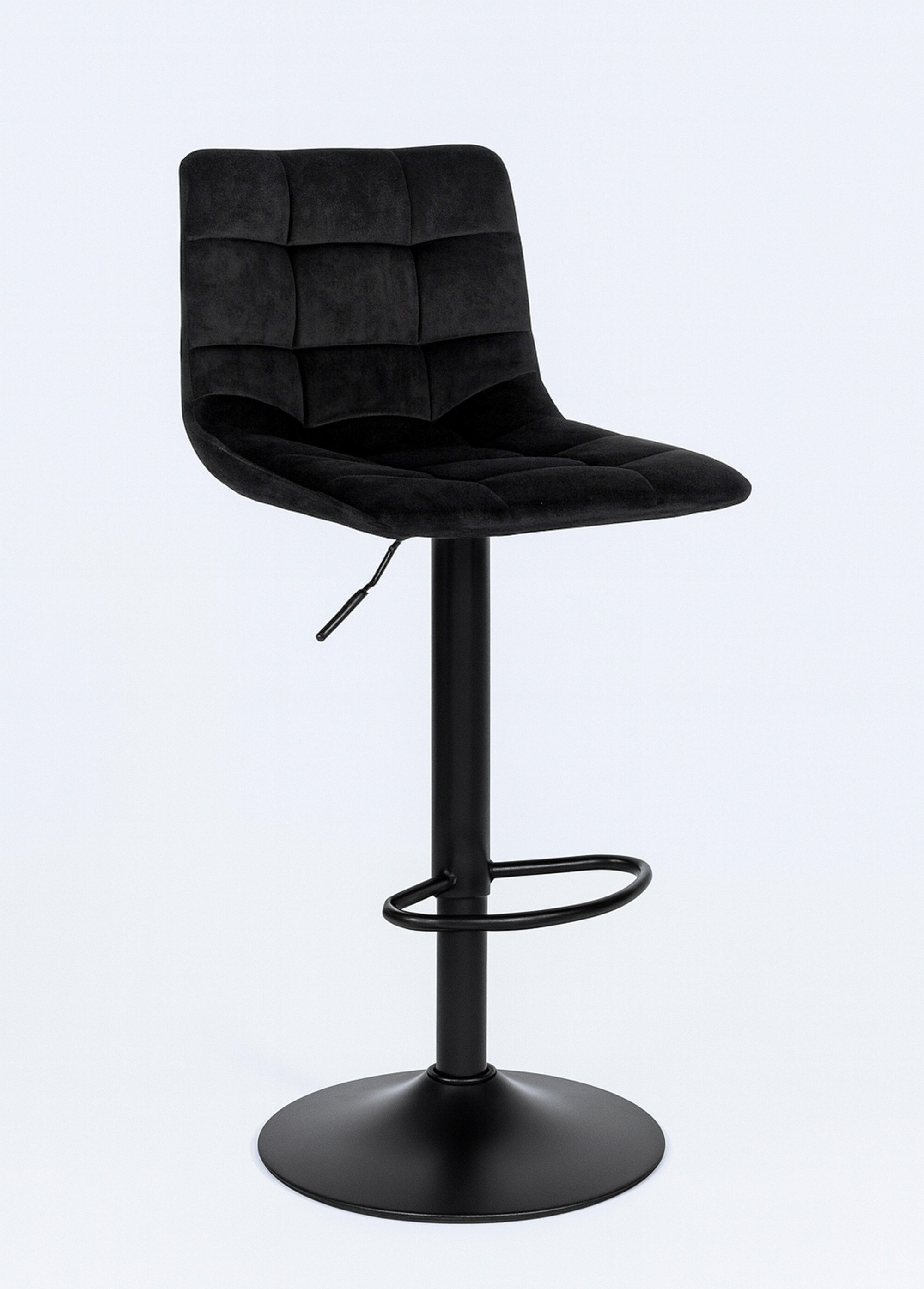 Chaise de bar matelassée en velours 2N NOIR HN-1001304 FA1