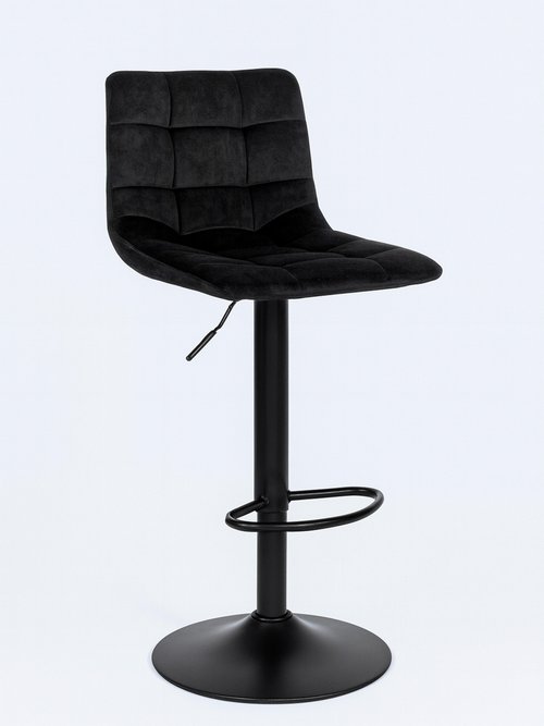 Chaise de bar matelassée en velours 2N NOIR HN-1001304 FA1