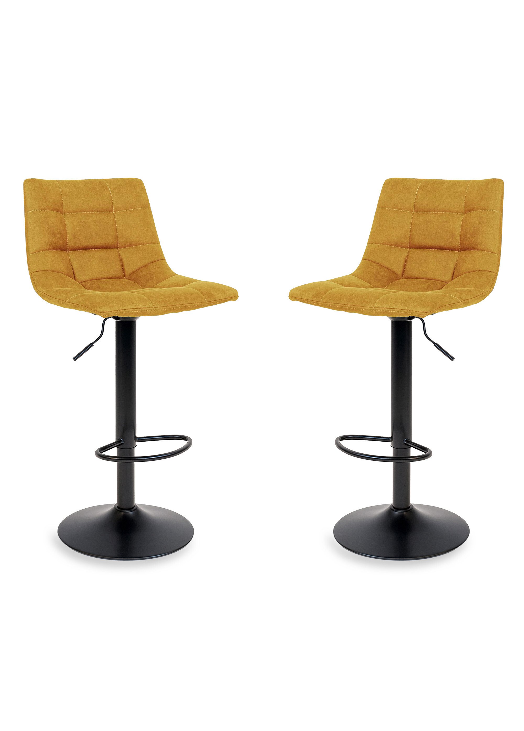 Chaises de bar matelassées en velours 1J JAUNE MOUTARDE HN-1001303 FA1