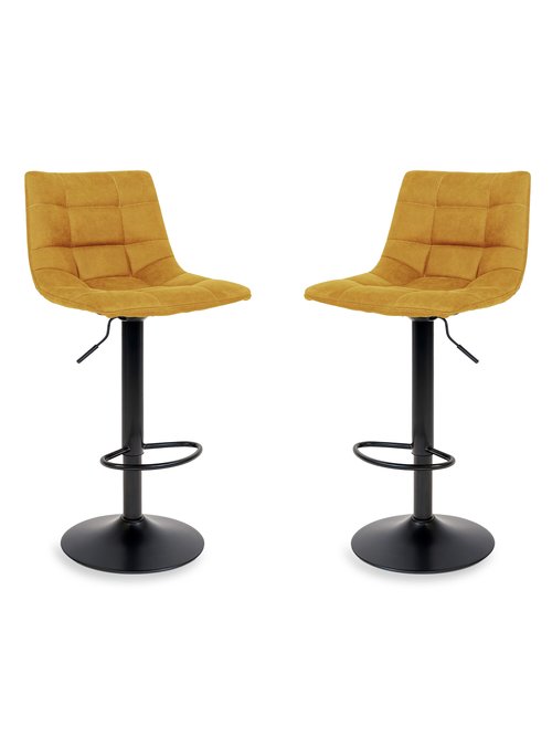 Chaises de bar matelassées en velours 1J JAUNE MOUTARDE HN-1001303 FA1