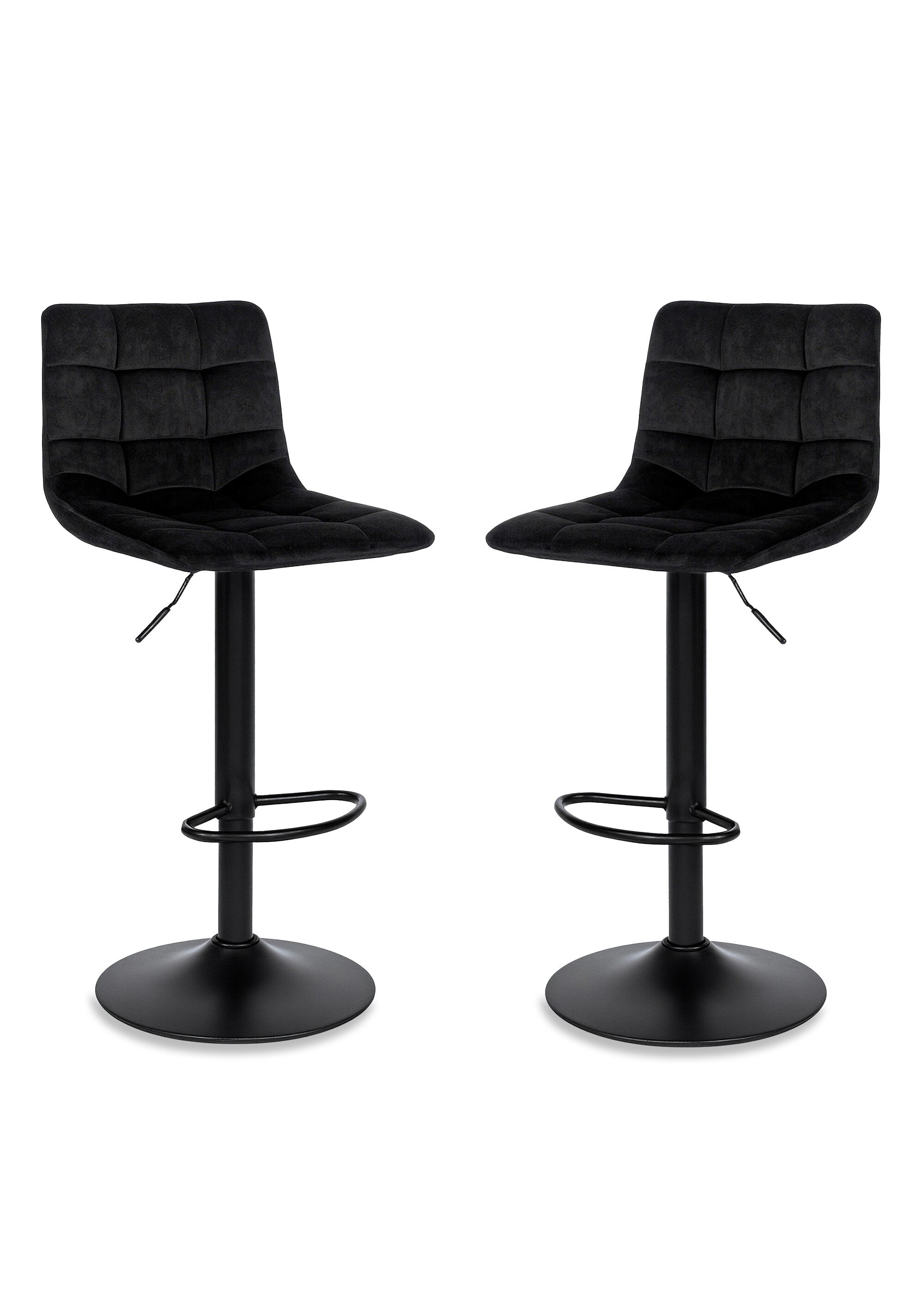 Chaises de bar matelassées en velours 2N NOIR HN-1001304 FA1