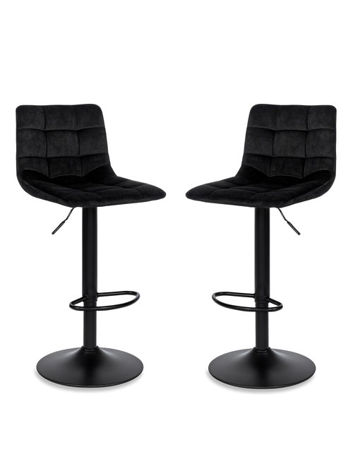 Chaises de bar matelassées en velours 2N NOIR HN-1001304 FA1