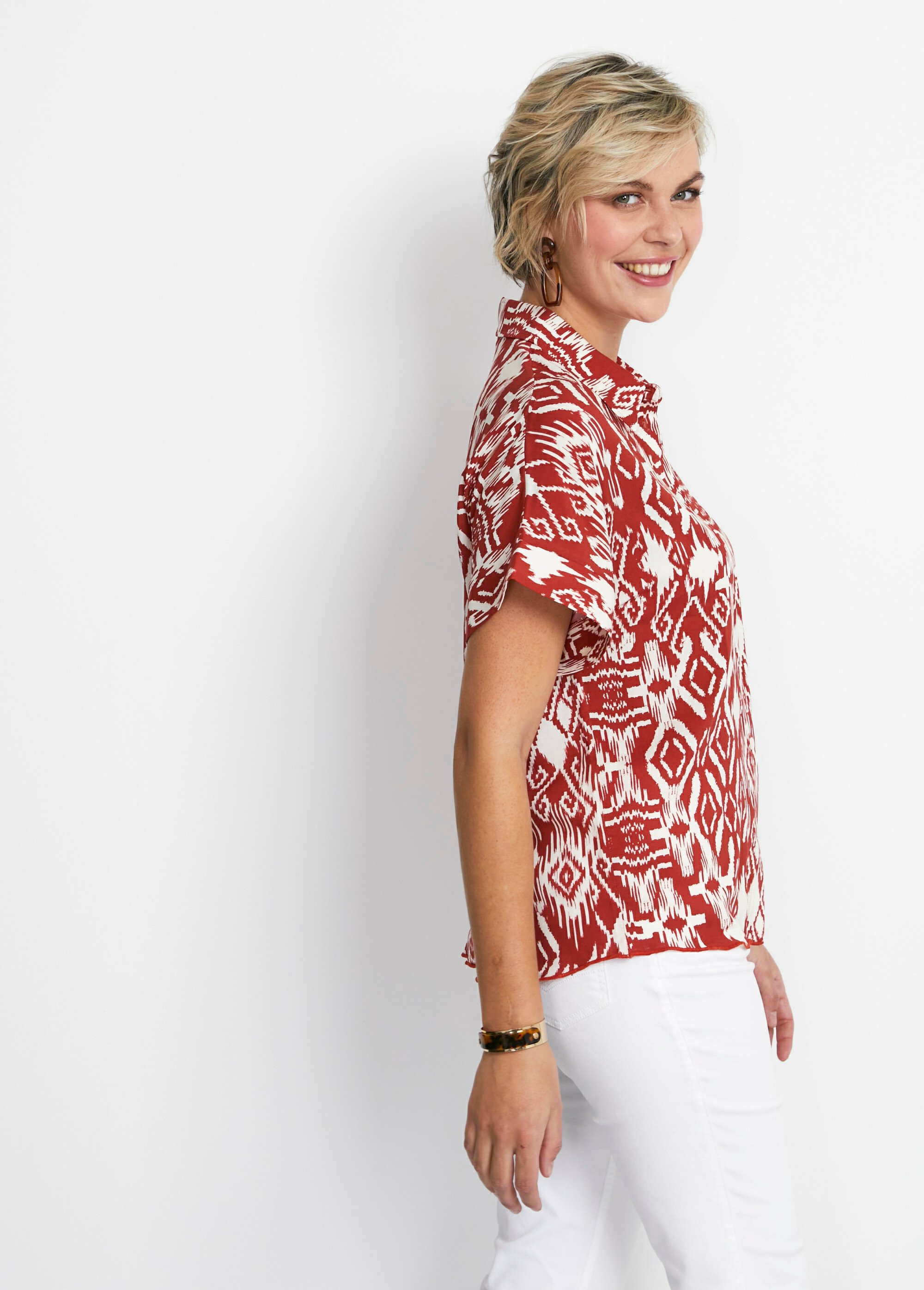 Chemisier imprimé manches courtes Femme Orange CARBONE DR1