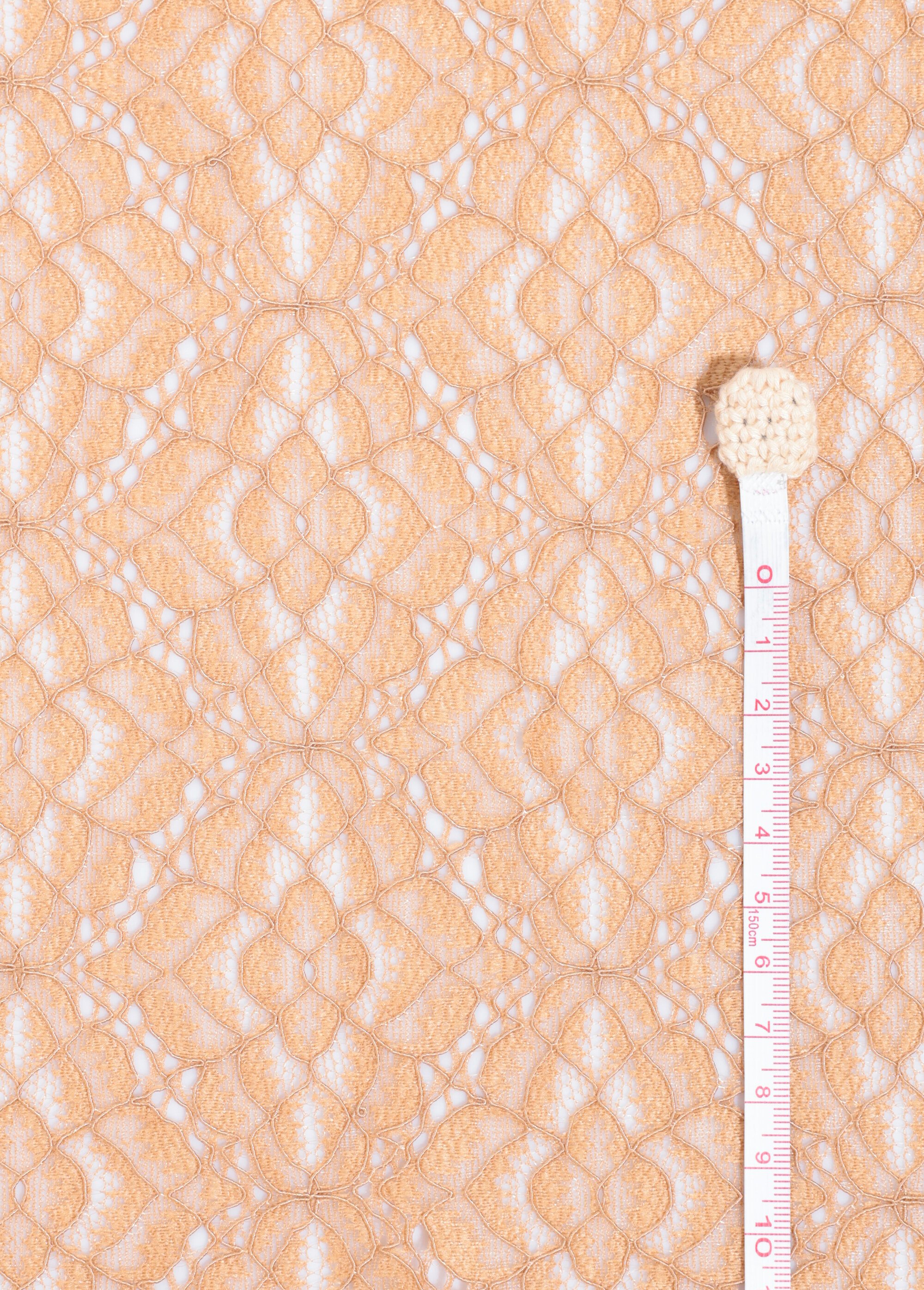 Coupon dentelle fleurie géométrique, 1C MARRON COT146673 DE1