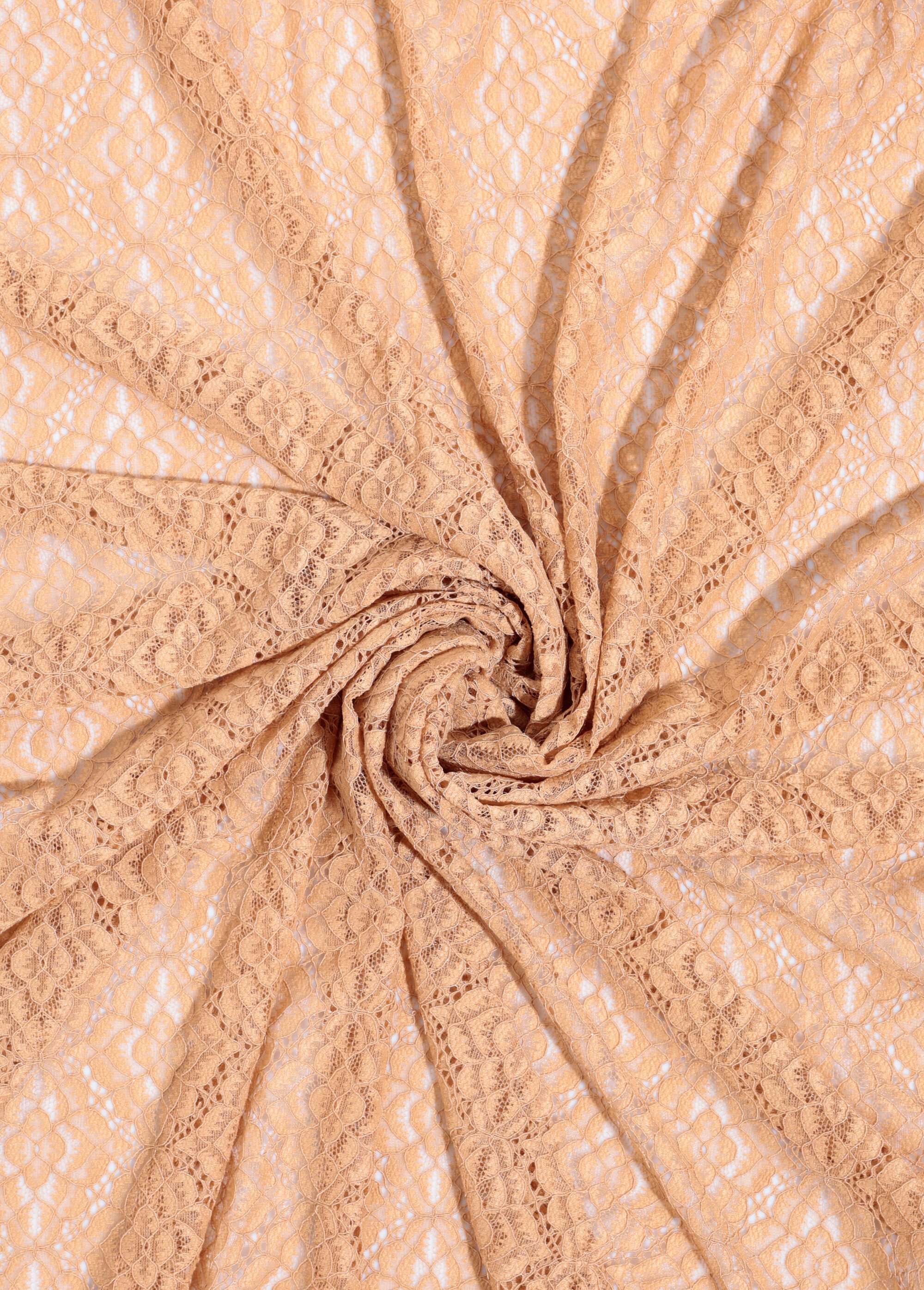 Coupon dentelle fleurie géométrique, 1C MARRON COT146673 FA1