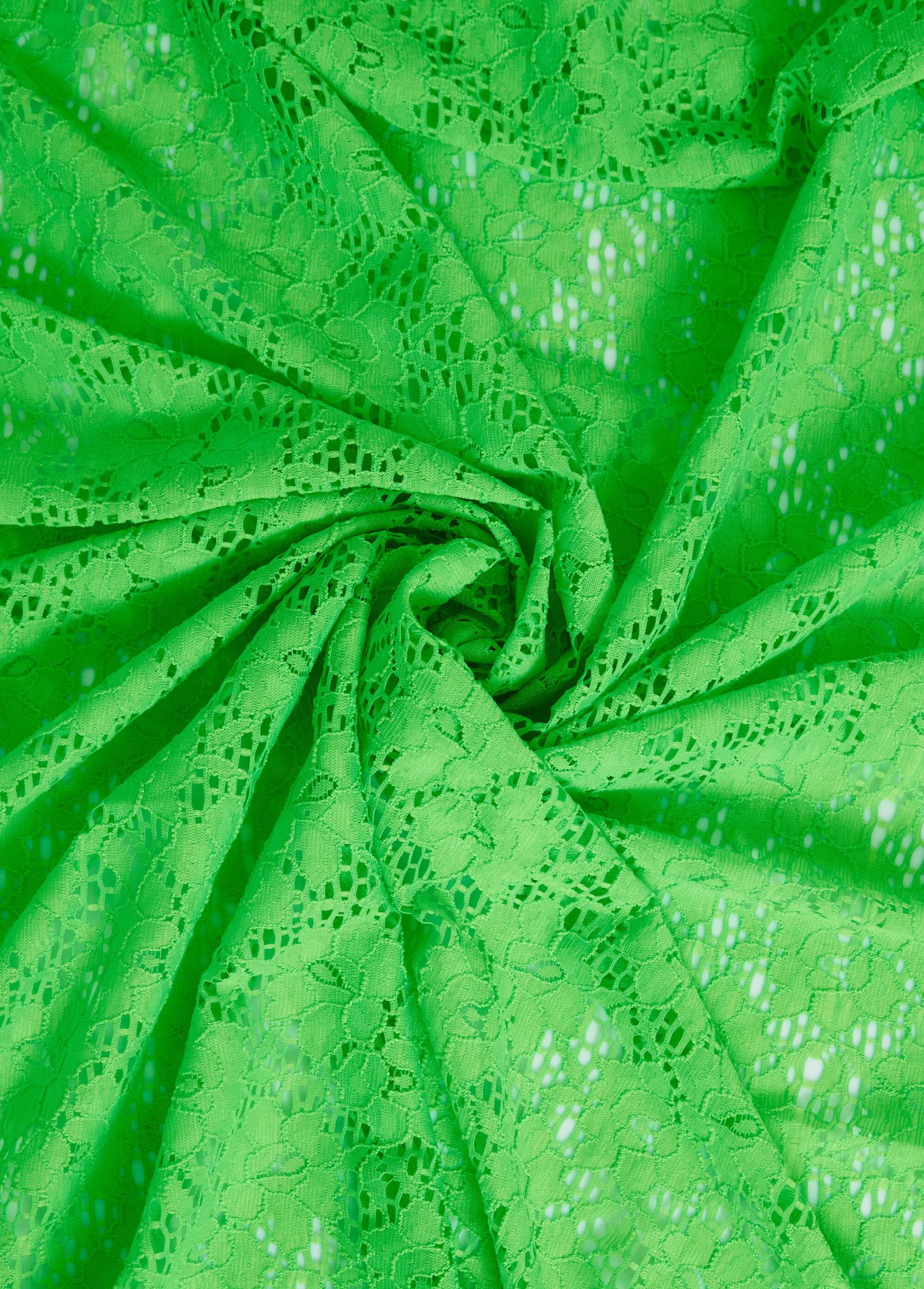 Coupon tissu habillement dentelle, Flashy VERT COT150519C FA1