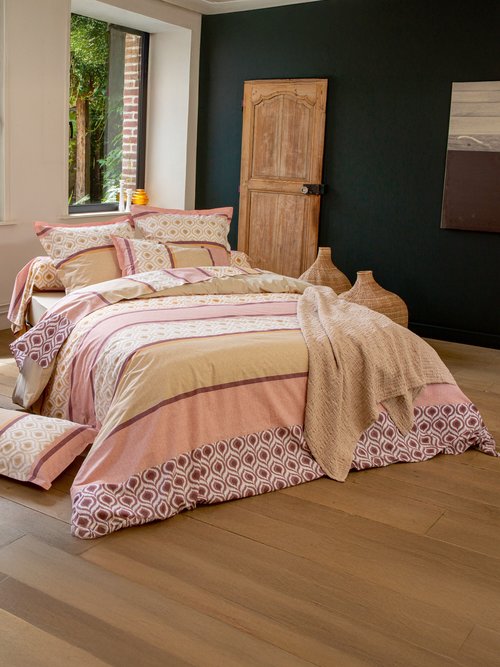 Drap plat imprimé coton 57 fils/cm² Rose RHUM-DP SI1