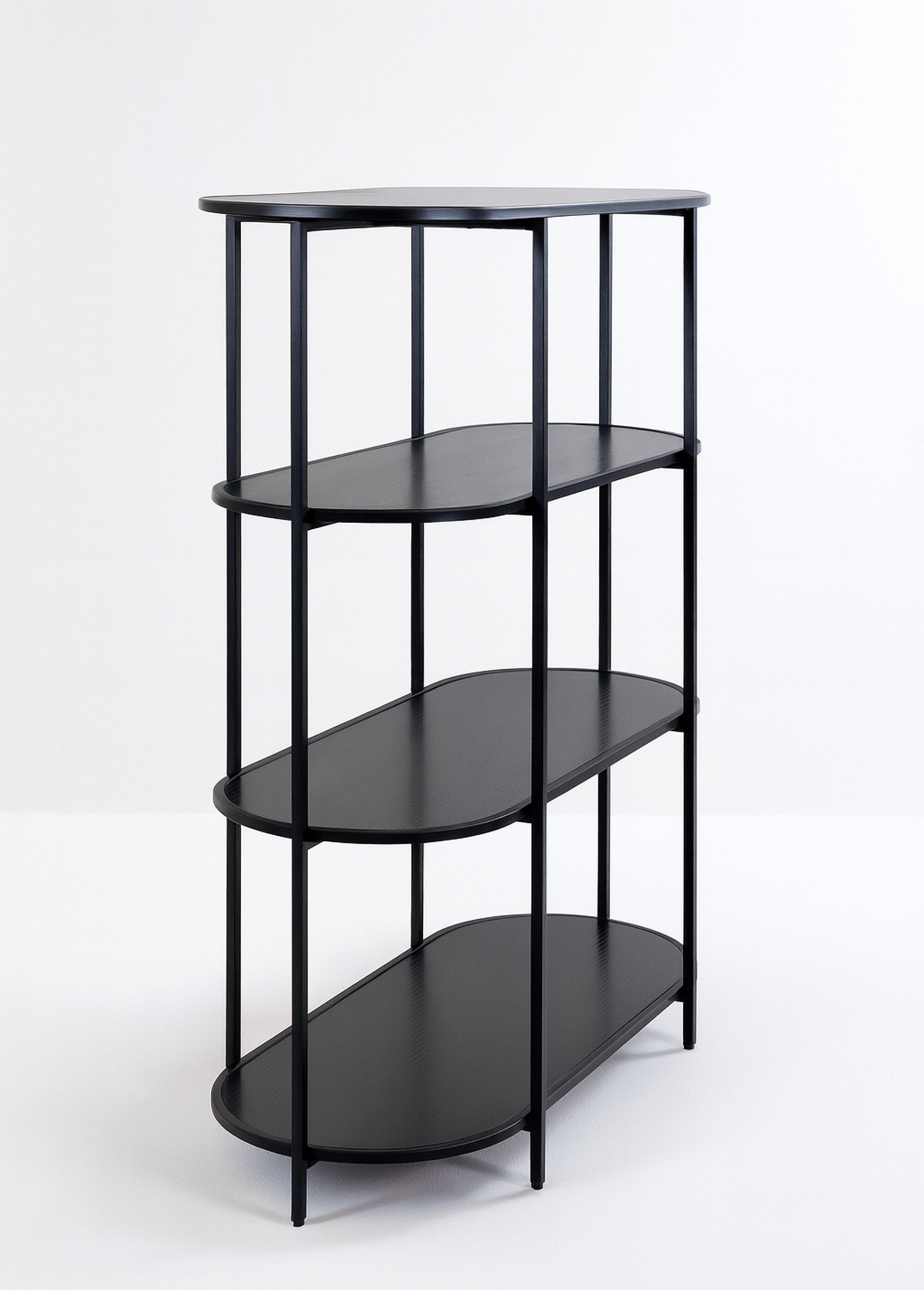 Etagère ovale en métal avec tablettes