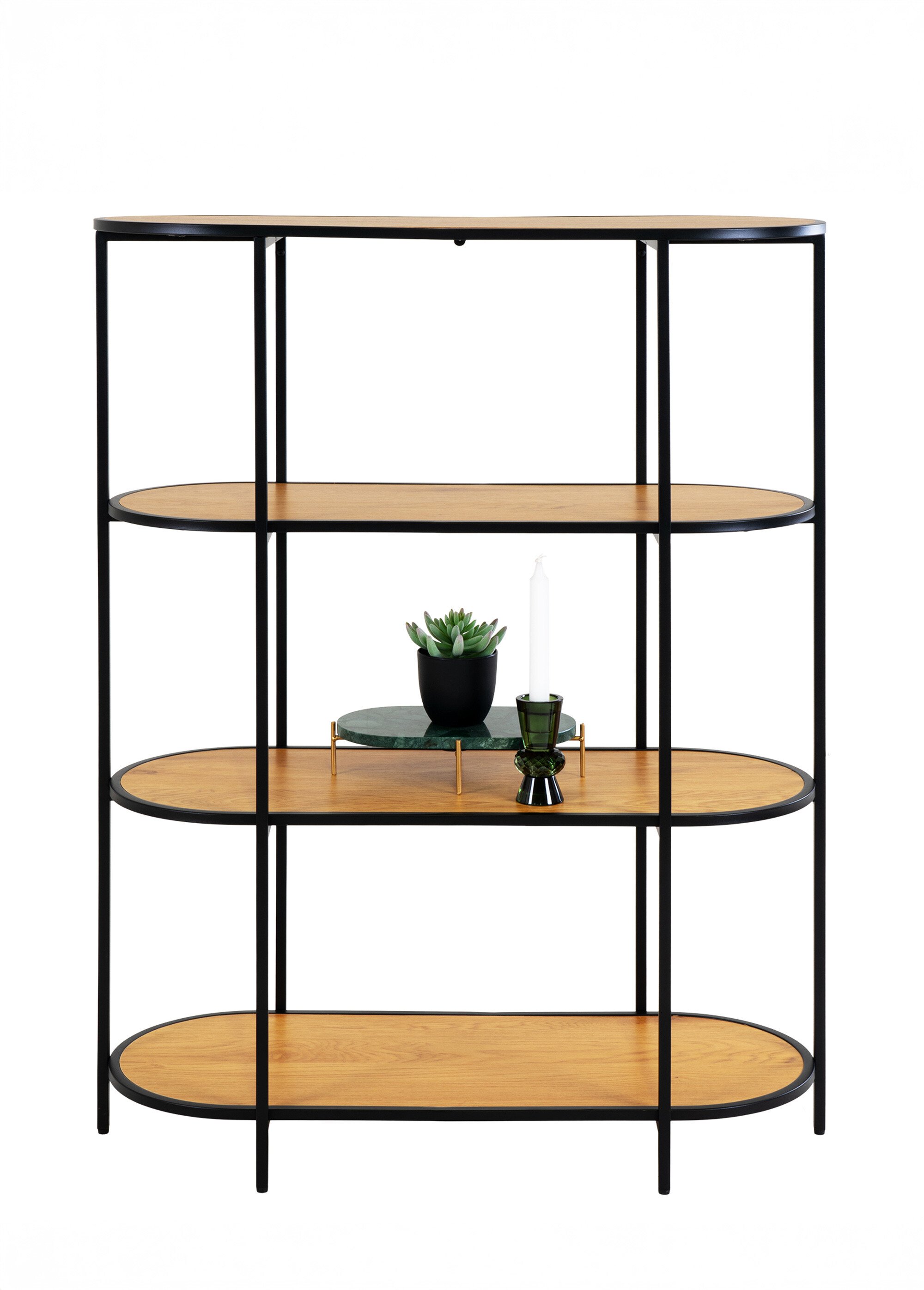 Etagère ovale en métal et aspect chêne BEIGE HN-3001155 DE2