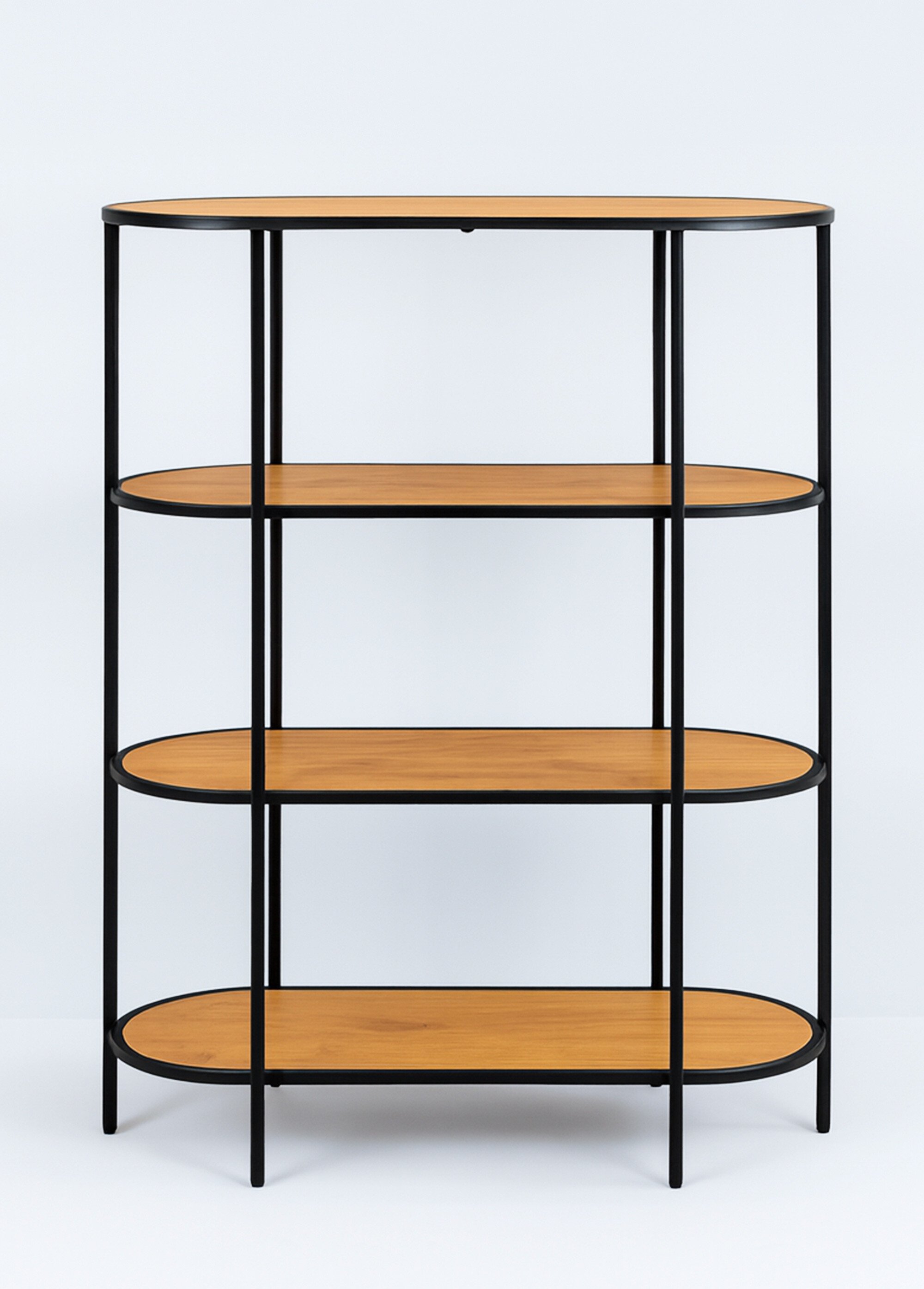 Etagère ovale en métal et aspect chêne BEIGE HN-3001155 FA1