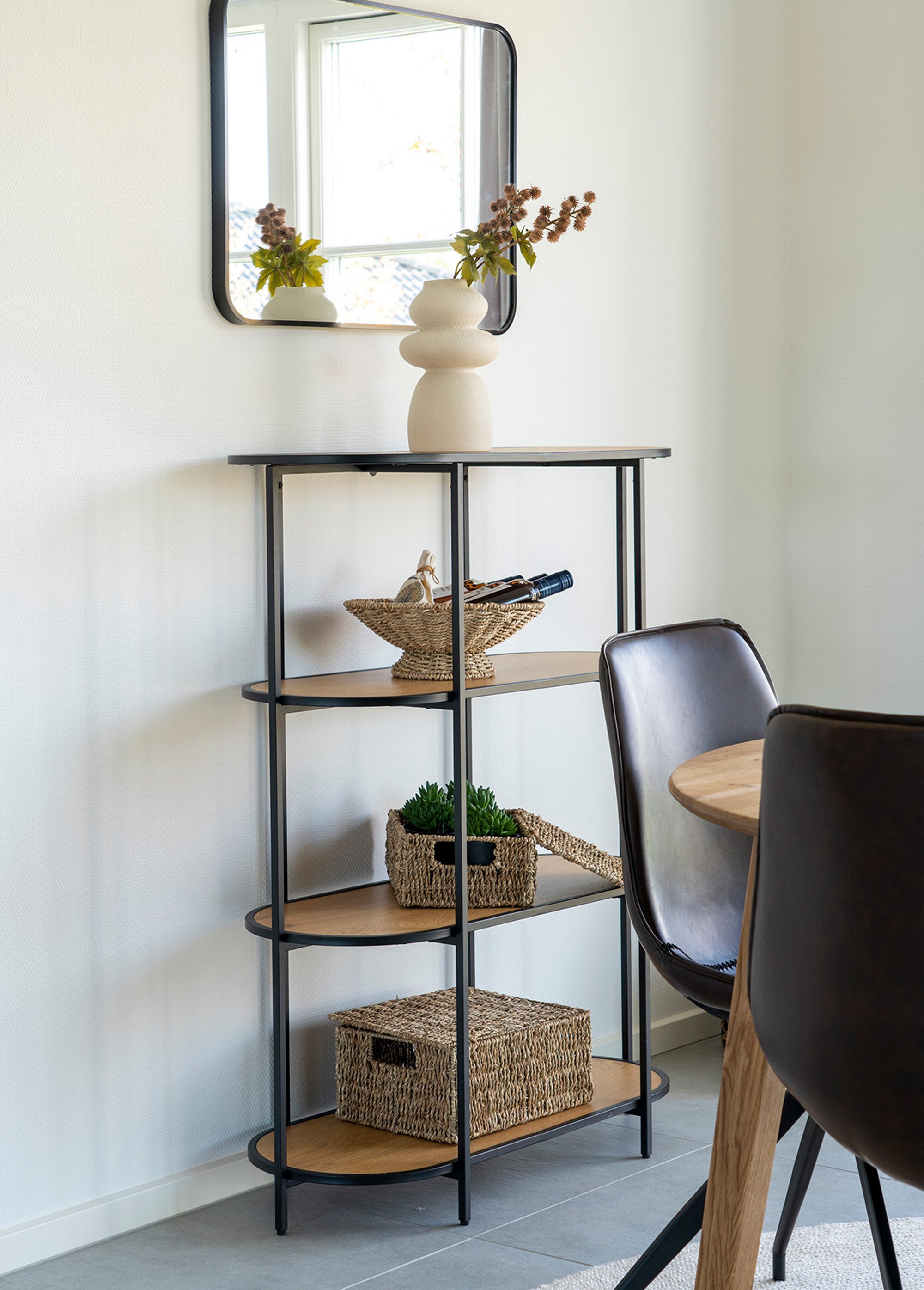 Etagère ovale en métal et aspect chêne BEIGE HN-3001155 SI1